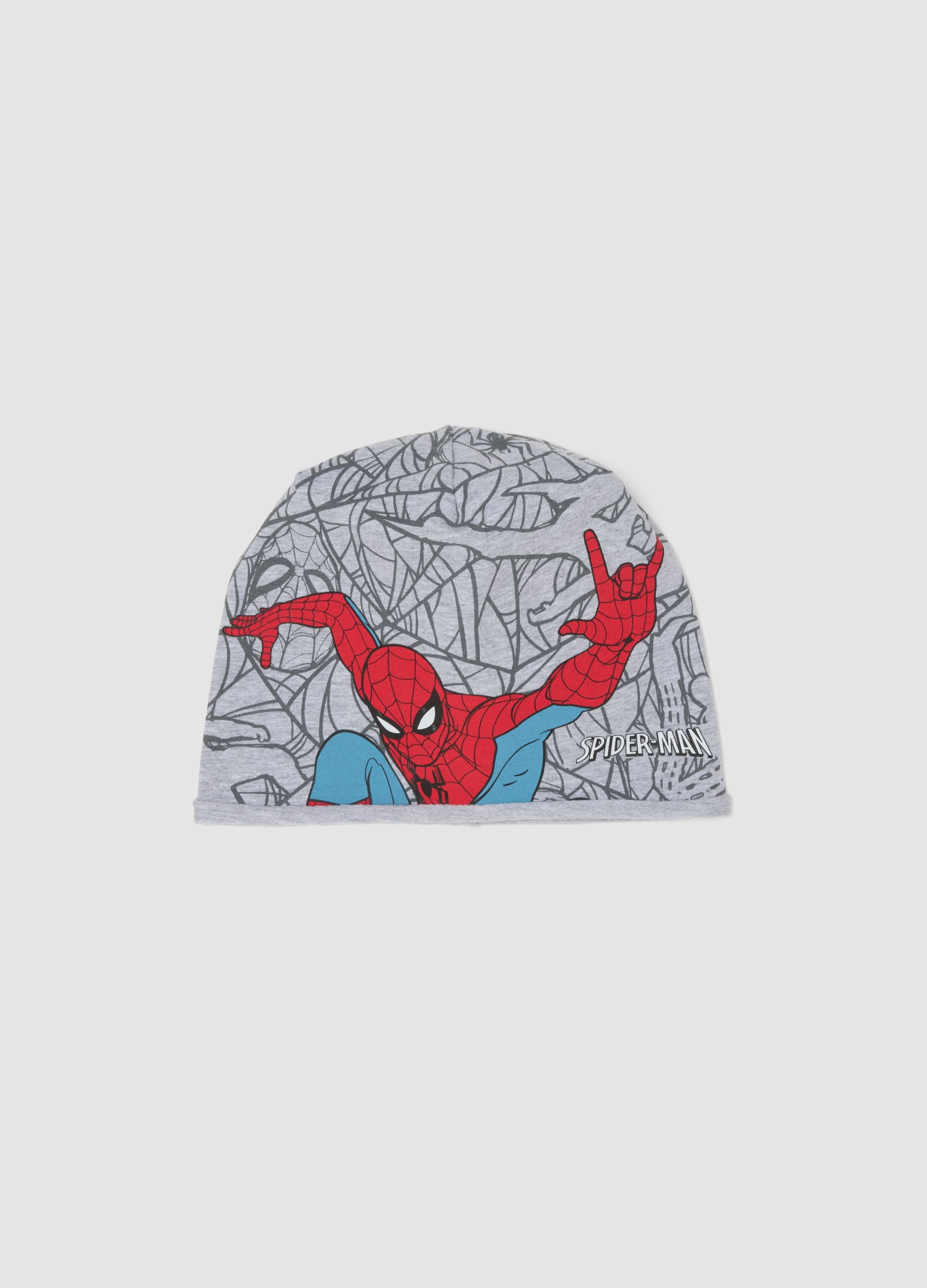 MARVEL, Cappello Grigio In Cotone Elasticizzato Jersey Con Stampa Marvel Spider-man Per Bambino, Grigio, Taglia: 52