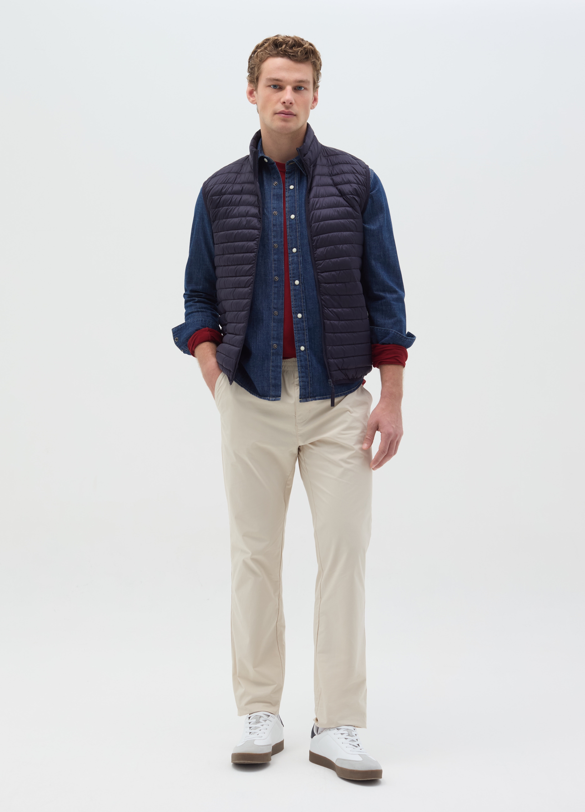 OVS , Pantalone Chino Jogger In Cotone, Uomo, Bianco, Taglia: M