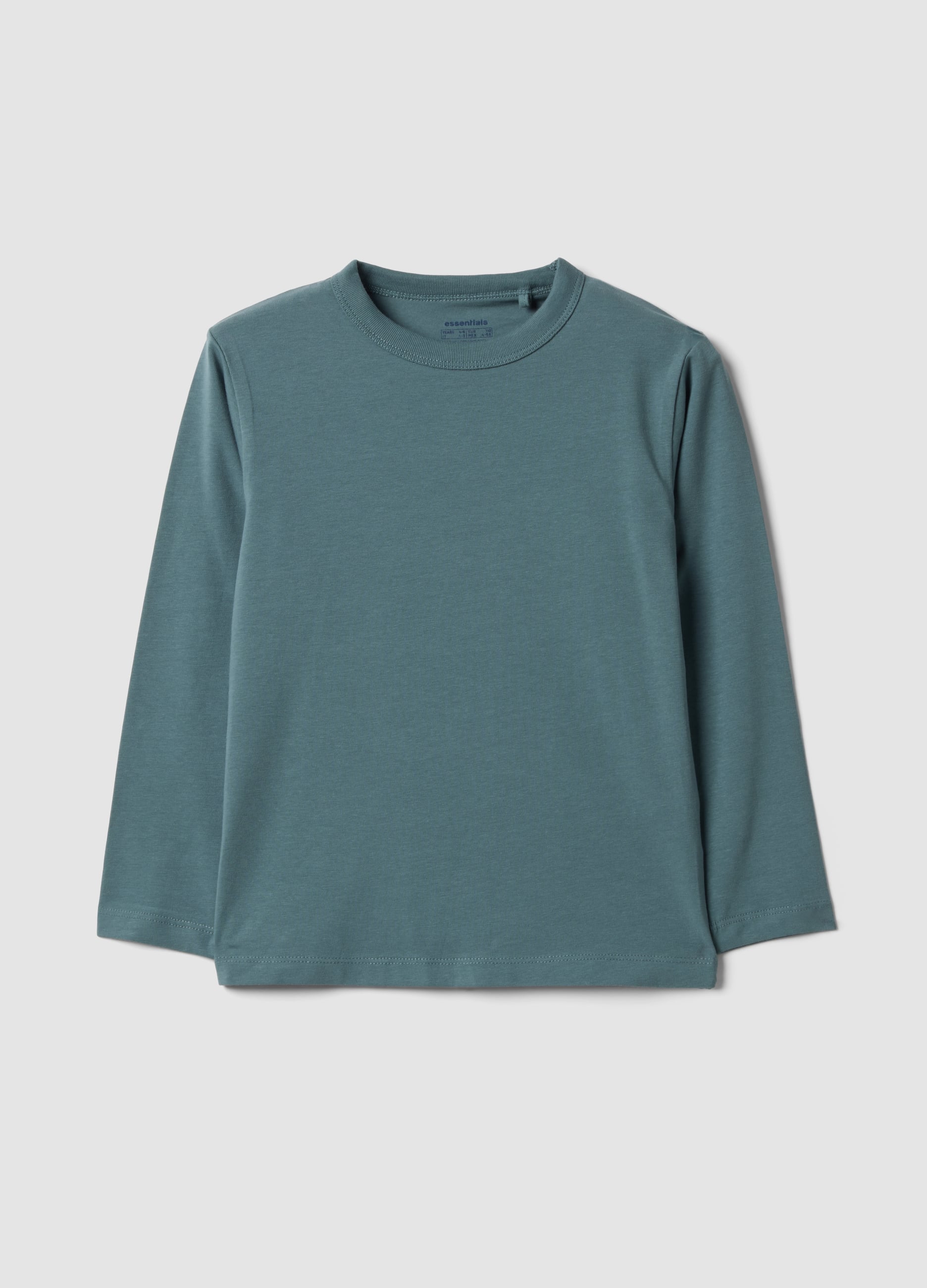 OVS KIDS, T-shirt Blu A Maniche Lunghe In Cotone Organico, Bambino, Blu, Taglia: 3-4