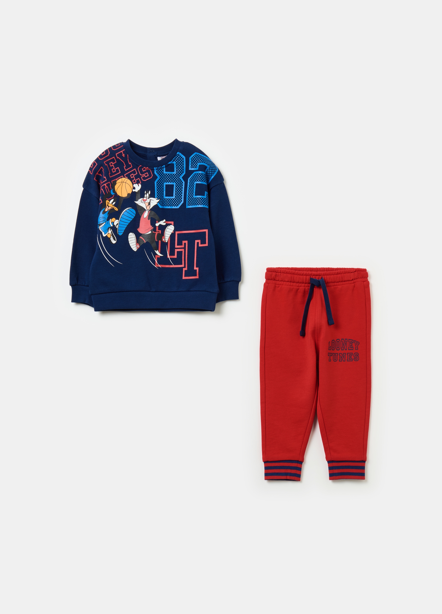DISNEY, Jogging Set Stampa Daffy Duck E Gatto Silvestro, Bambino, Multicolor, Taglia: 30-36