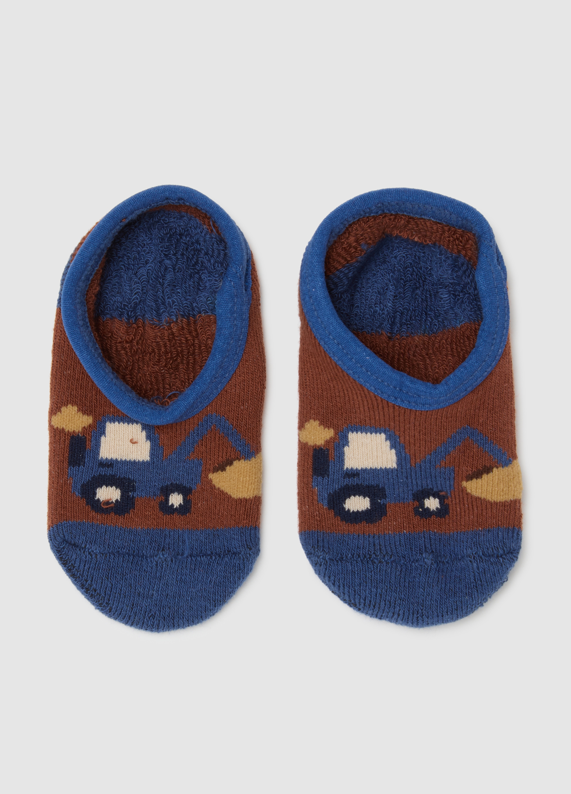 Calzini Antiscivolo Da Neonato In Cotone Multicolor, Niño, Azul/marrón, Talla: 12-18