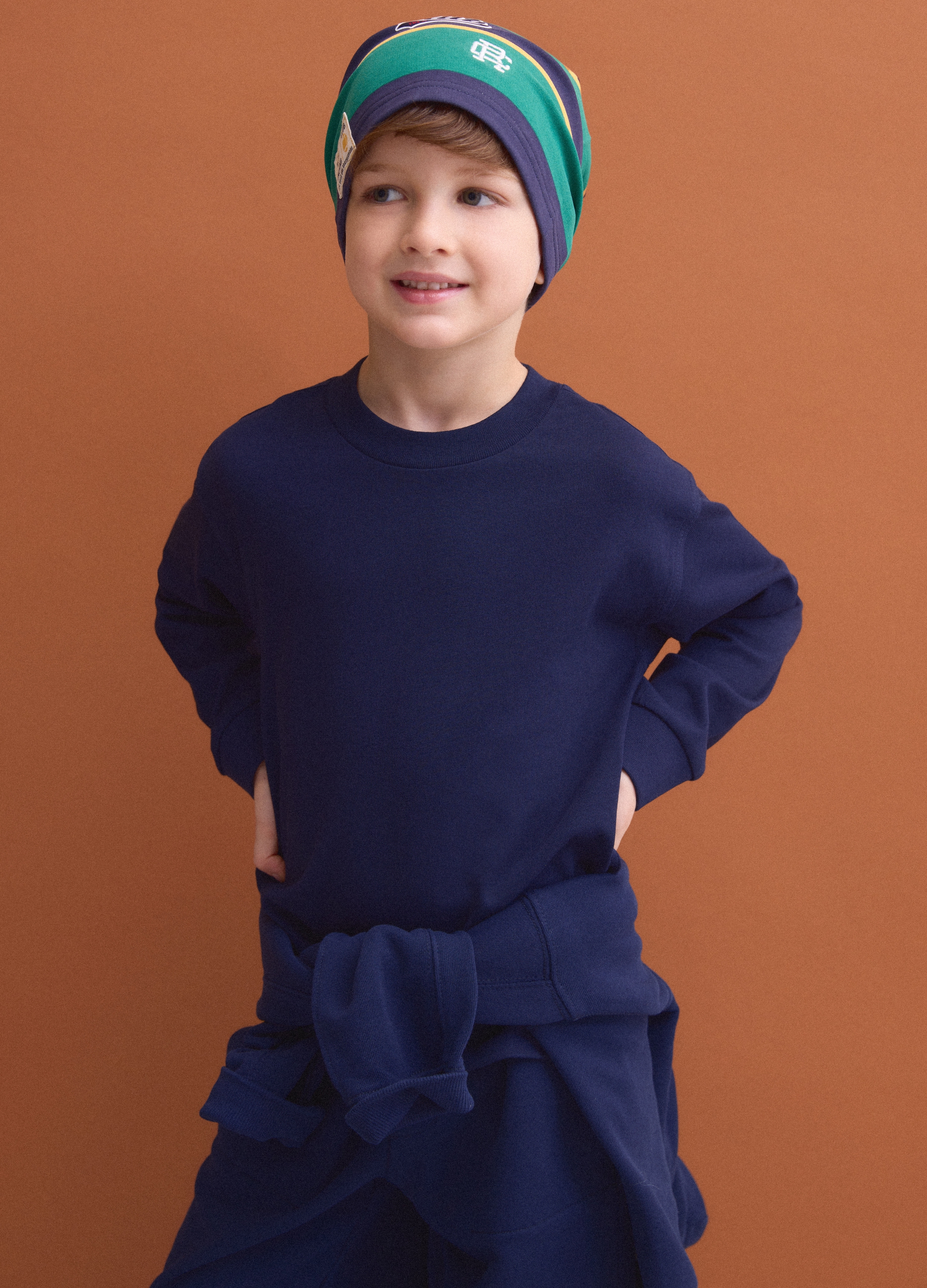 PIOMBO KIDS, T-shirt Blu In Puro Cotone Girocollo A Maniche Lunghe Per Bambino, Blu, Taglia: 6