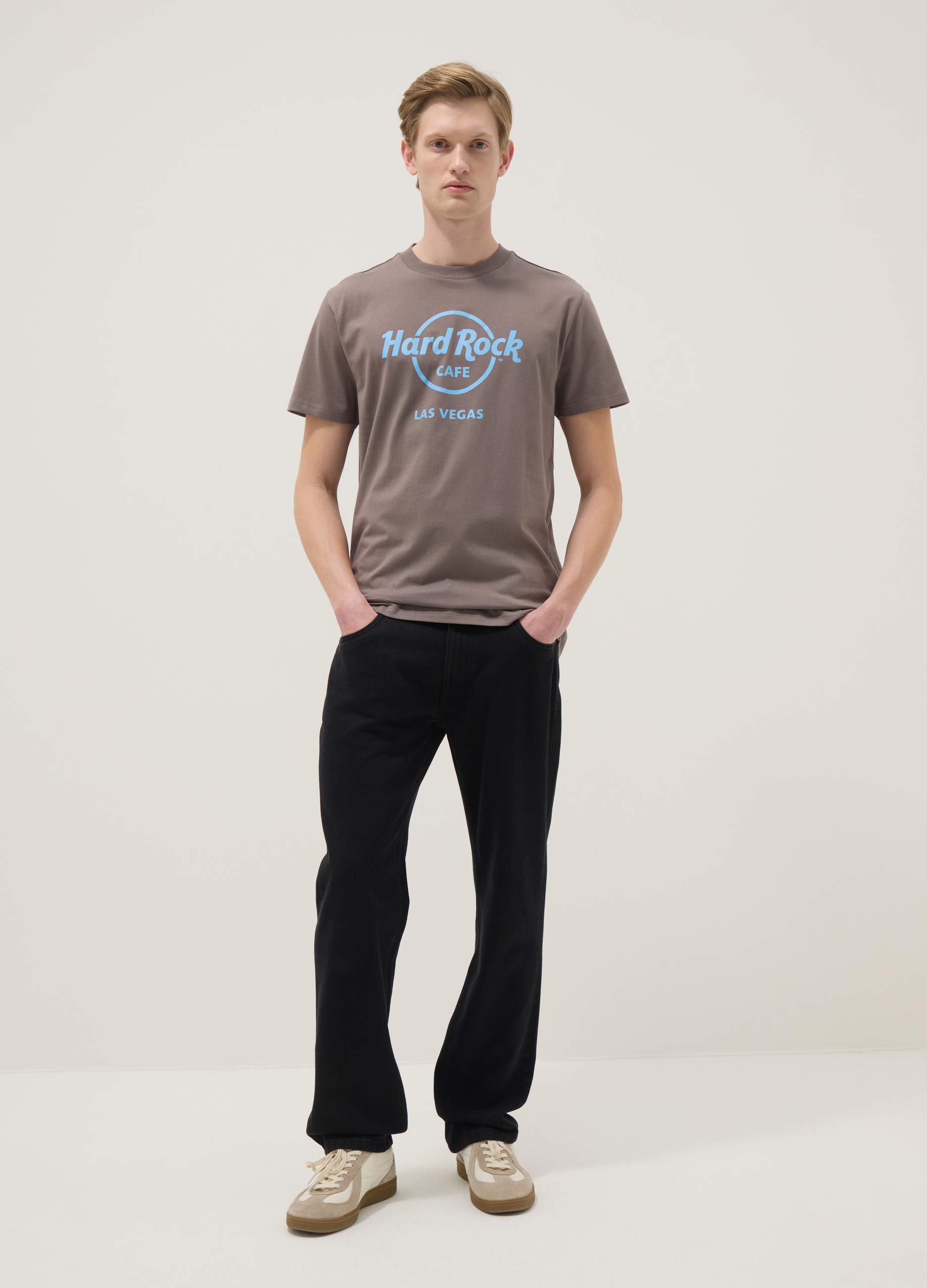 J LICENZE U.SICEM, T-shirt In Puro Cotone Grigia Regular Fit Con Logo Hard Rock Cafe, Uomo, Grigio, Taglia: XXL