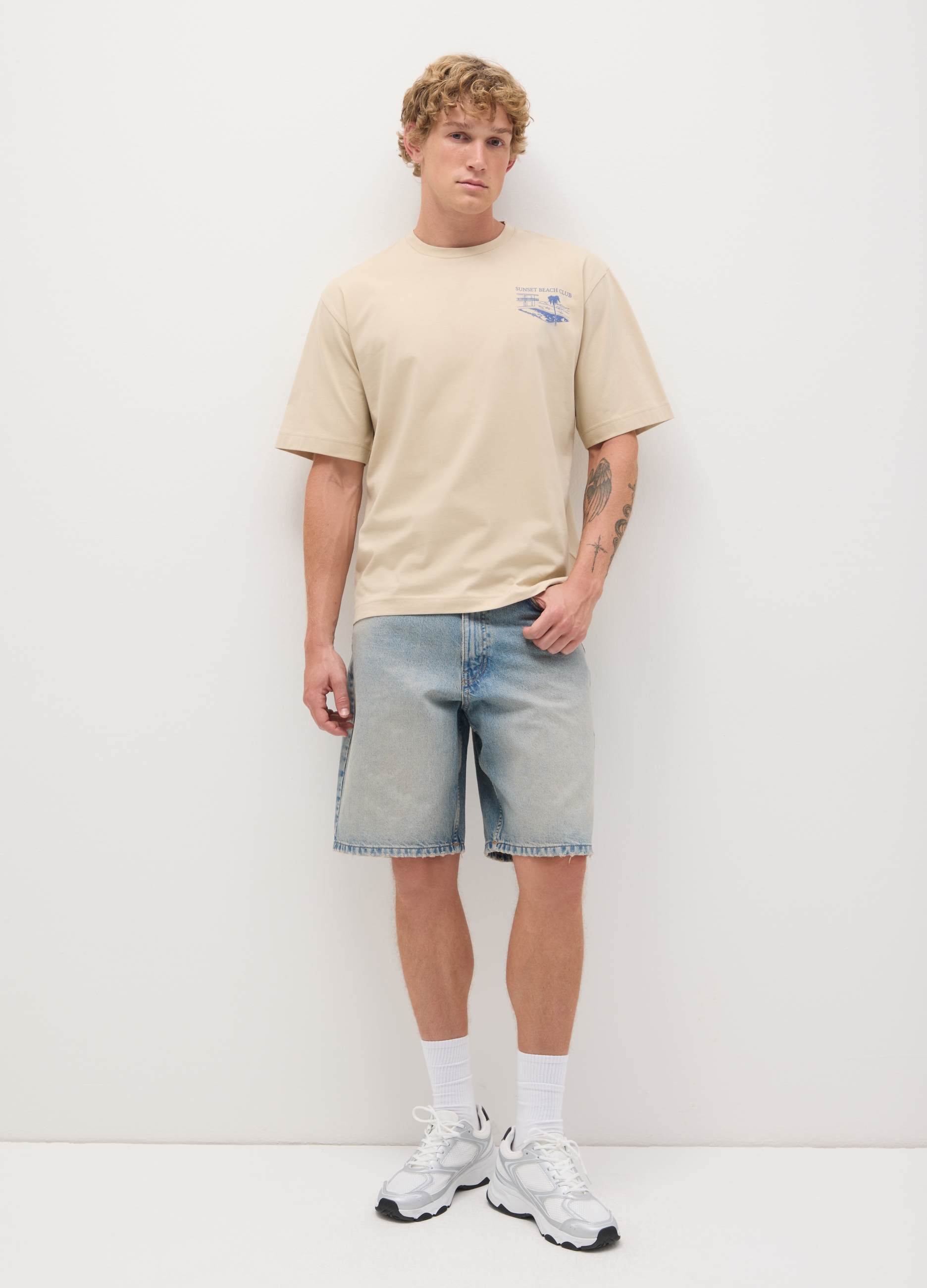 OVS, T-shirt Da Uomo In Puro Cotone Beige Boxy Fit, Beige, Taglia: XS