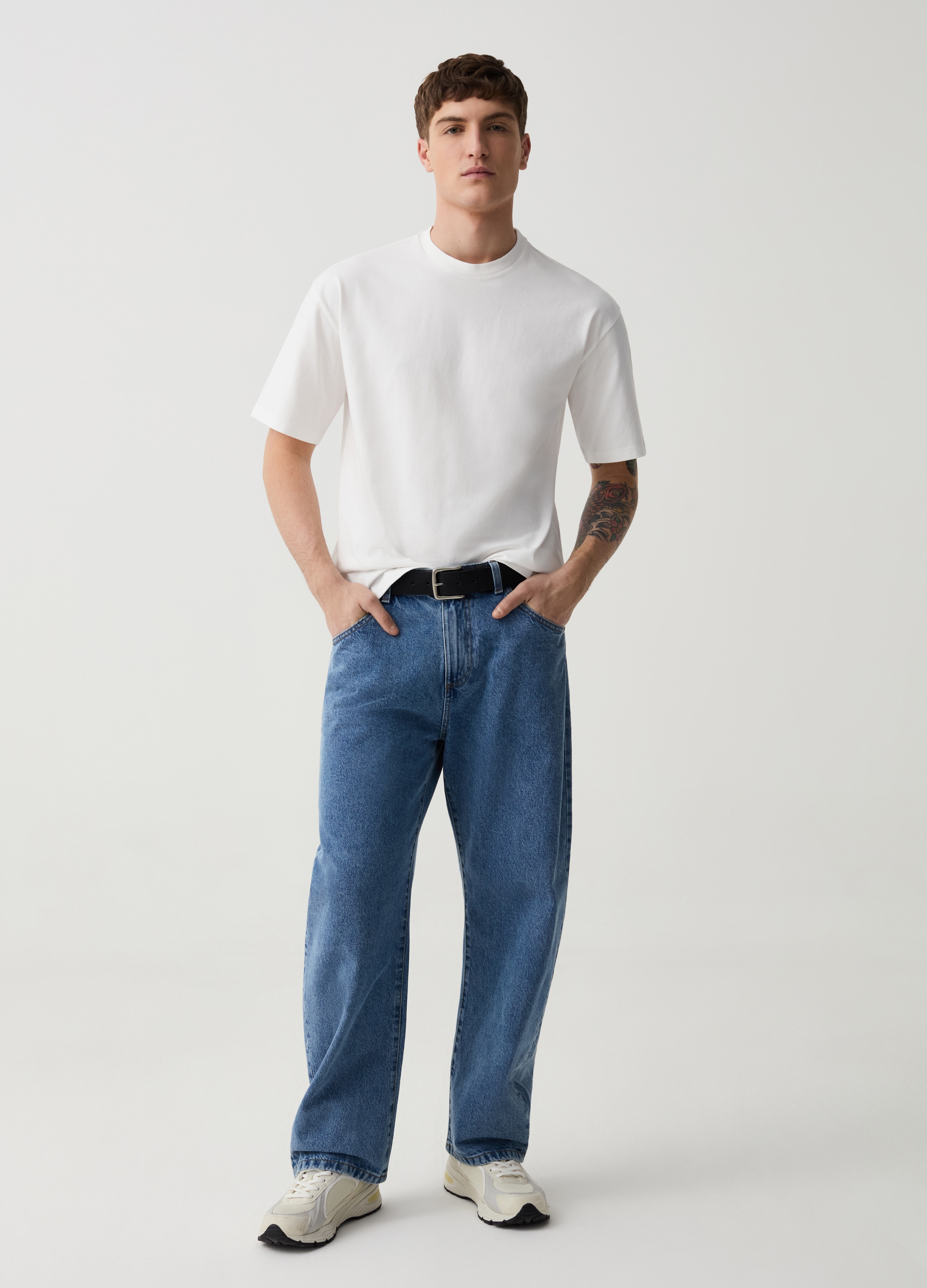 OVS , T-shirt Relaxed Fit In Cotone, Uomo, Bianco, Taglia: S