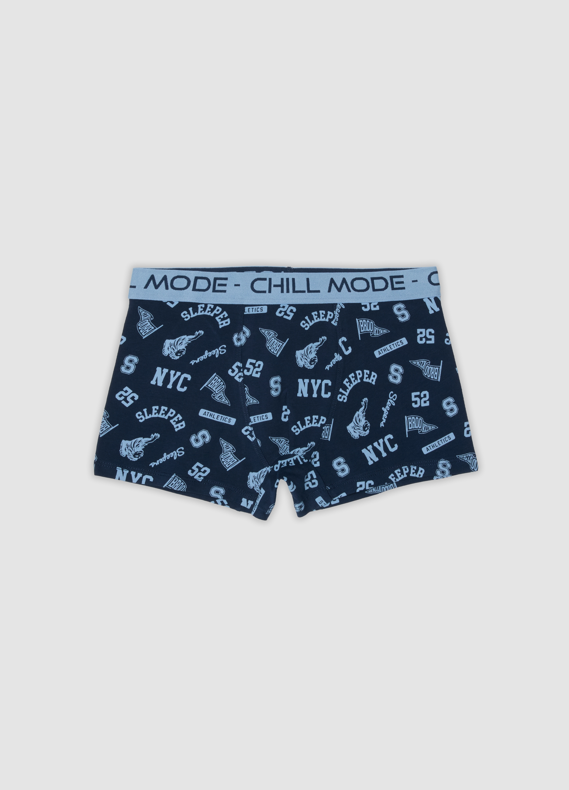 OVS KIDS, Boxer Midi Blu In Cotone Organico Elasticizzato Con Stampa Per Bambino E Ragazzo, Blu, Taglia: 10-11