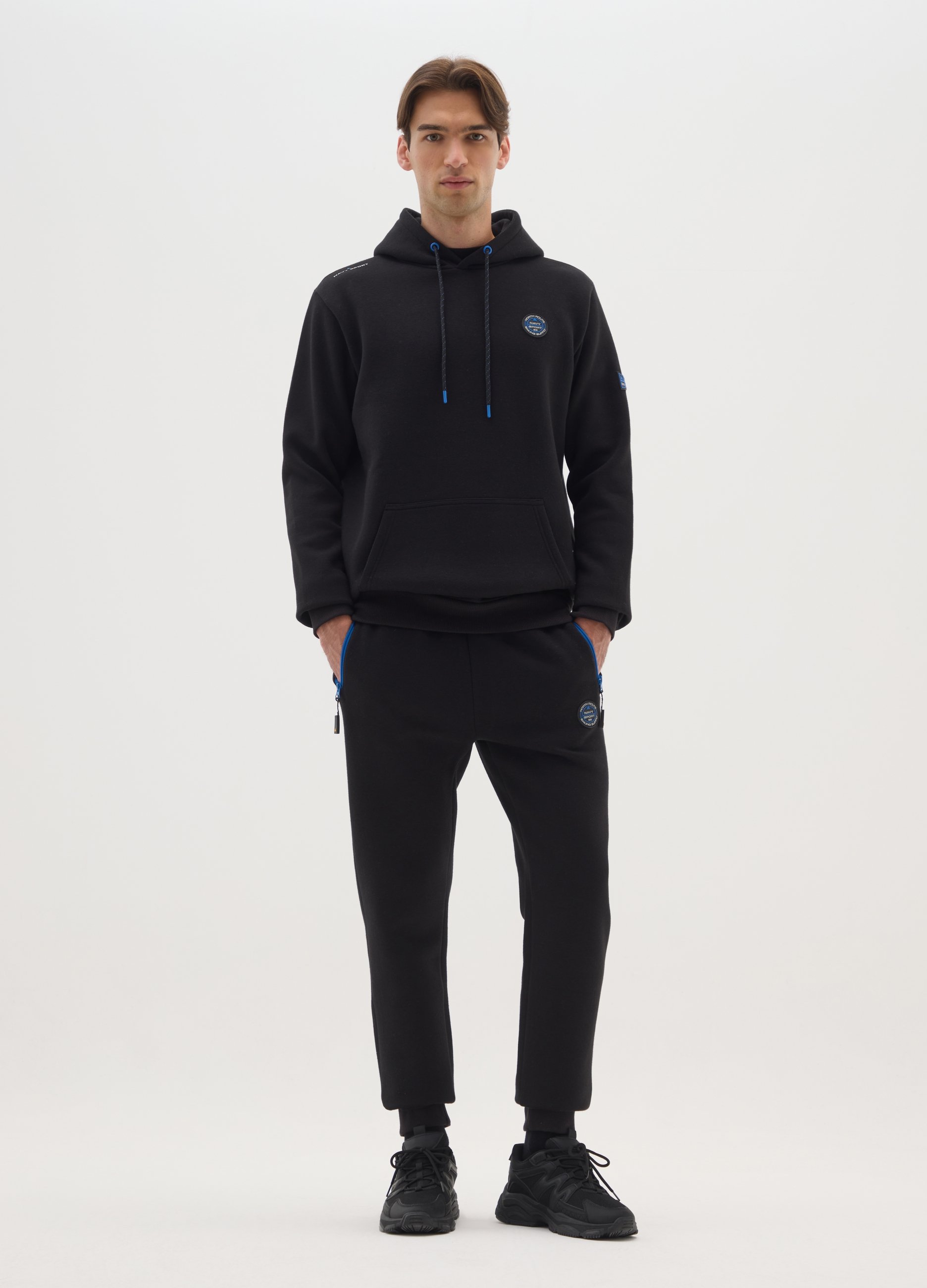 NAVY SPORT, Pantaloni Sportivi In Misto Cotone Nero Regular Fit, Uomo, Nero, Taglia: XXL