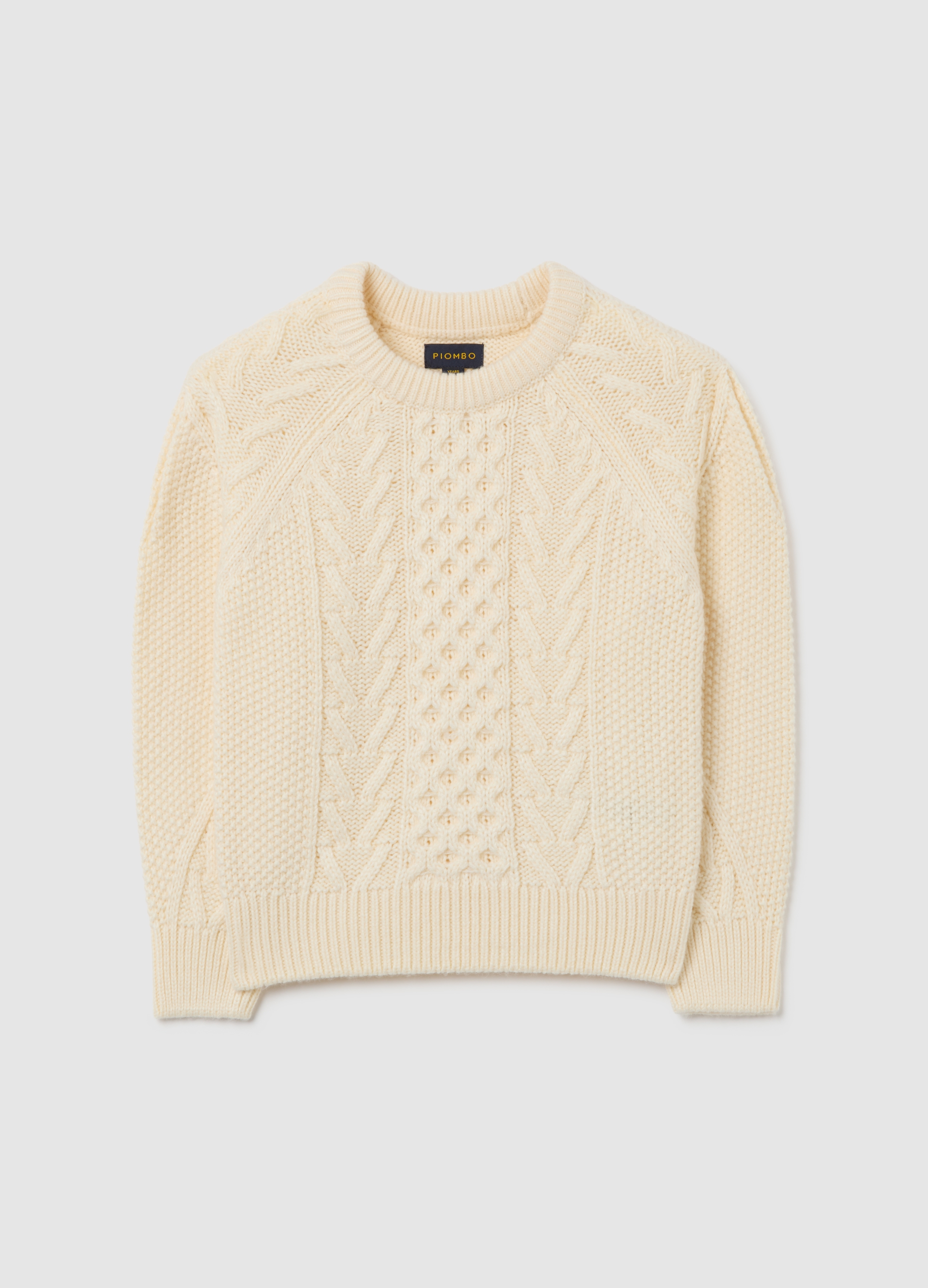 PIOMBO KIDS, Jersey Beige De Niña Regular Fit Con Diseño De Punto, Niña, Blanco marfil, Talla: 8