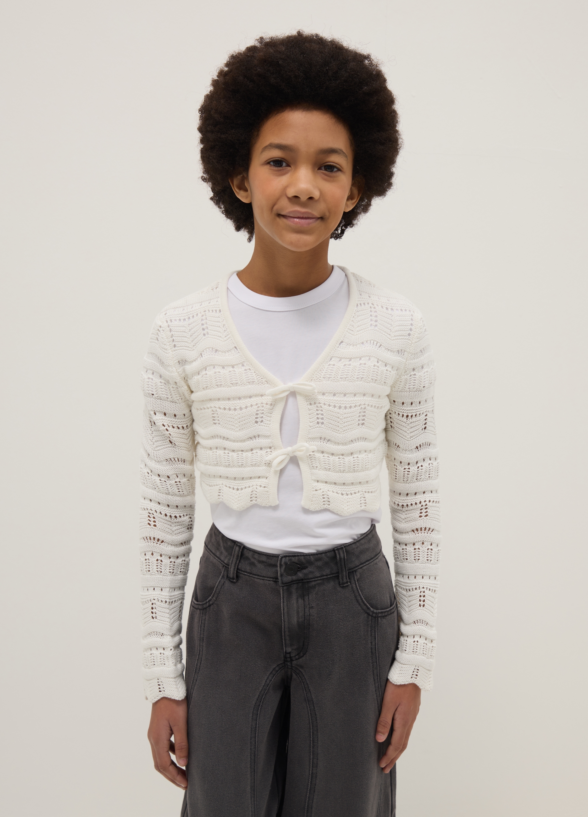 Ovs Kids, Weißer Mädchen-cardigan Aus Reiner Baumwolle, Reguläre Passform, Gestrickt, Mädchen, Bianco, Größe, 13-14
