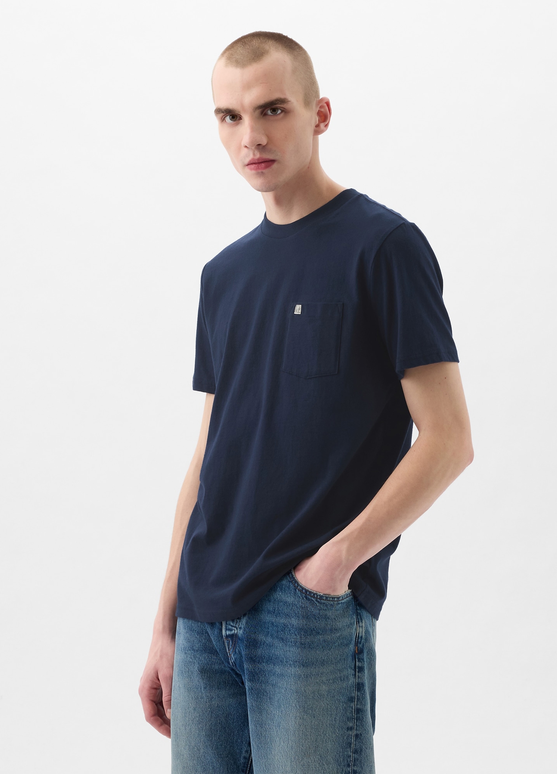 GAP, T-shirt In Cotone Con Tasca E Logo Gap, Uomo, Blu, Taglia: M