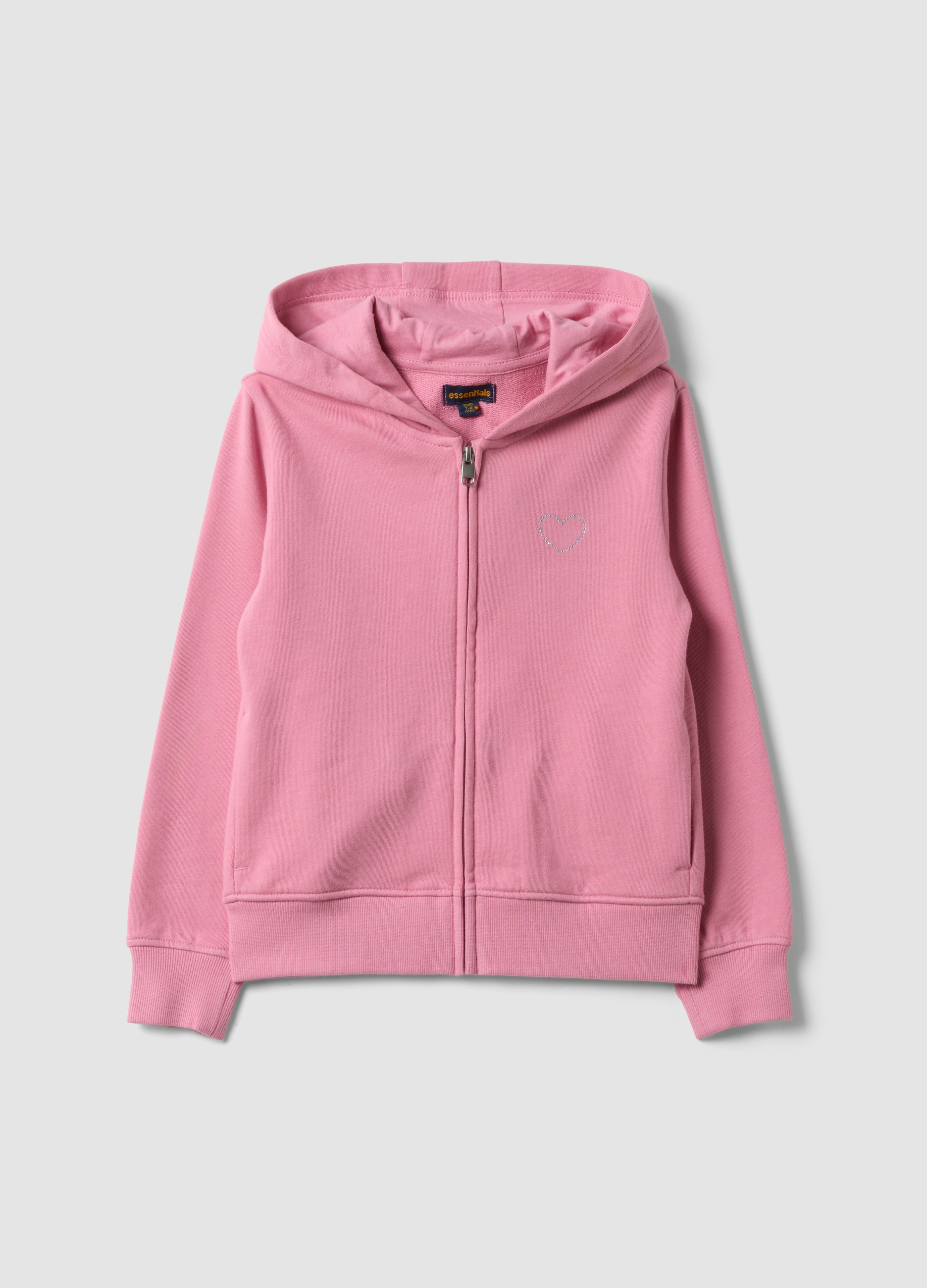 OVS KIDS, Felpa Rosa In Puro Cotone Organico Con Cappuccio Per Bambina, Rosa, Taglia: 3-4