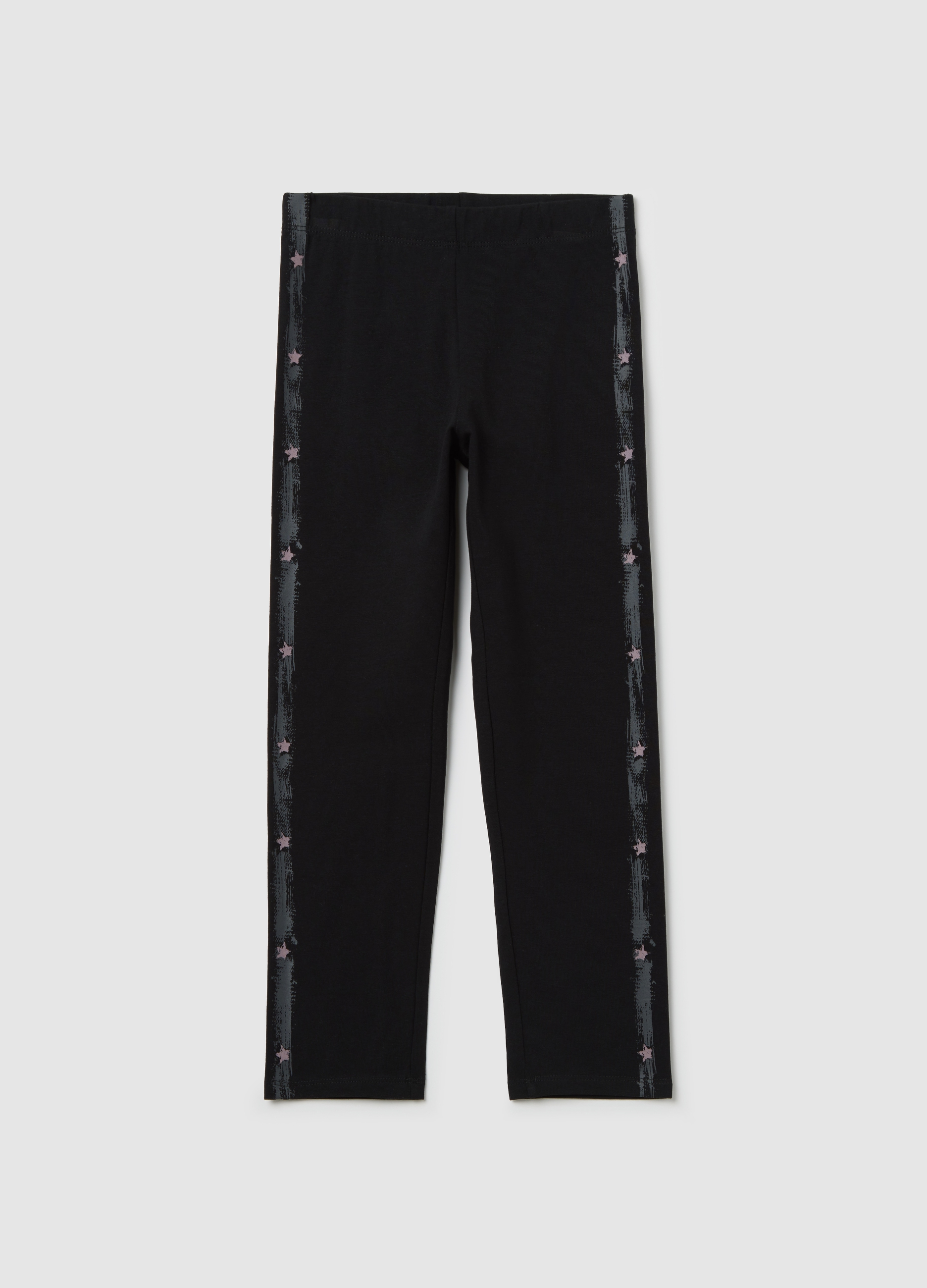 OVS, Leggings Neri In Cotone Elasticizzato, Bambina, Nero, Taglia: 10-11