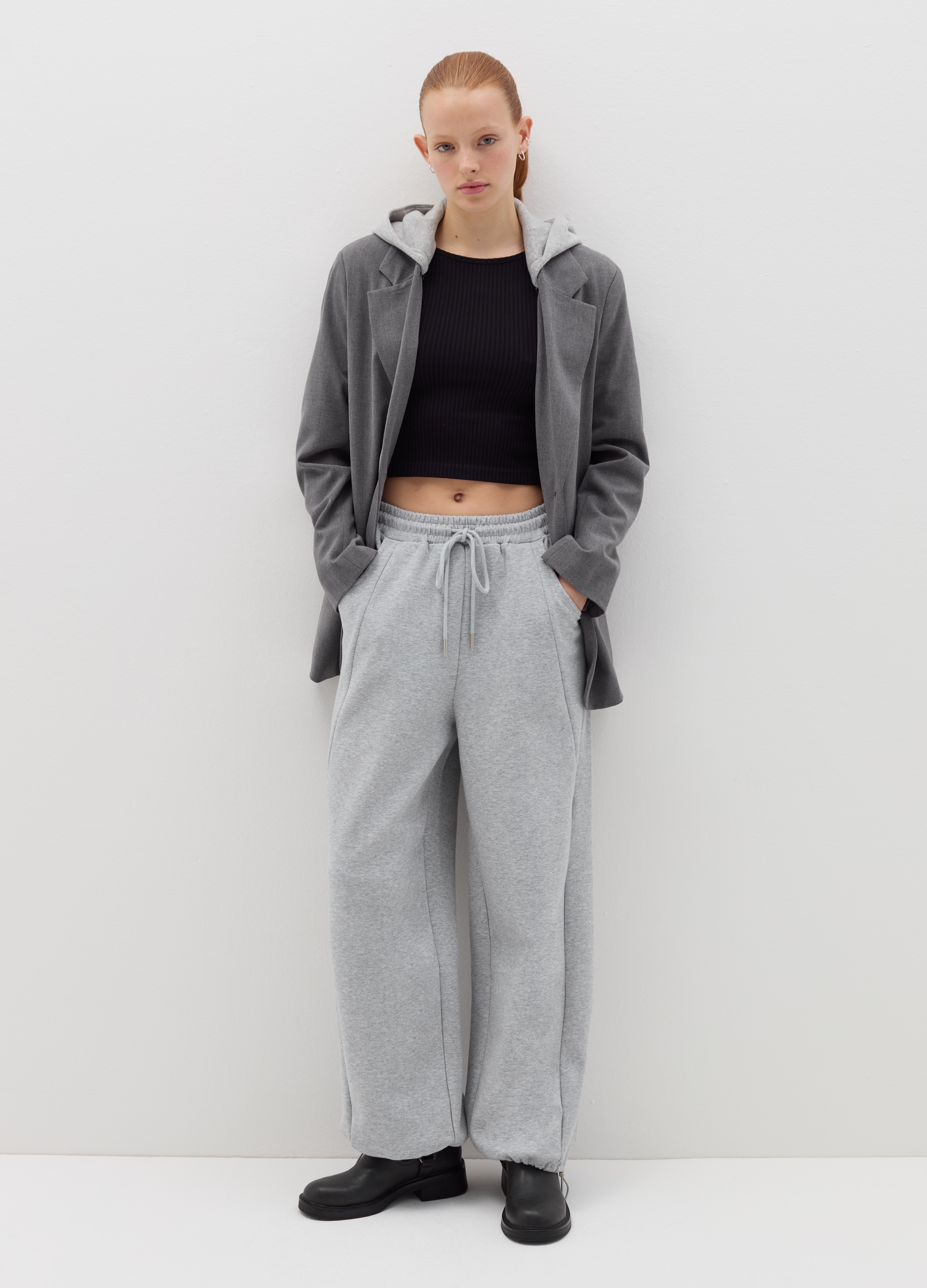 B.ANGEL, Joggers Con Cordón De Ajuste, Mujer, Gris claro jaspeado, Talla: 38