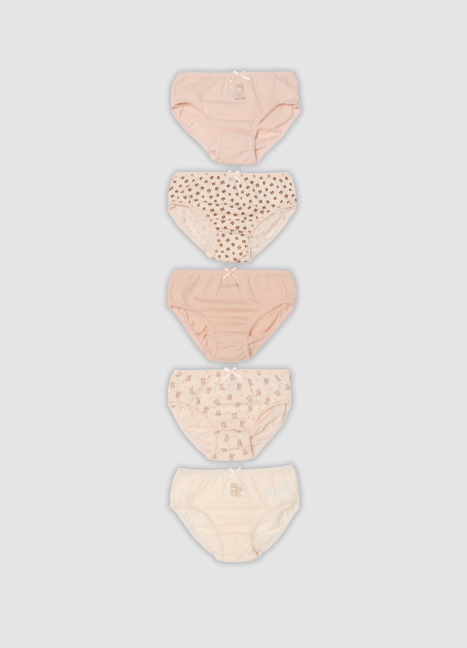 FAGOTTINO, Multipack Di Cinque Slip Multicolor In Puro Cotone Organico Per Neonata, Bambina, Multicolor, Taglia: 12-18