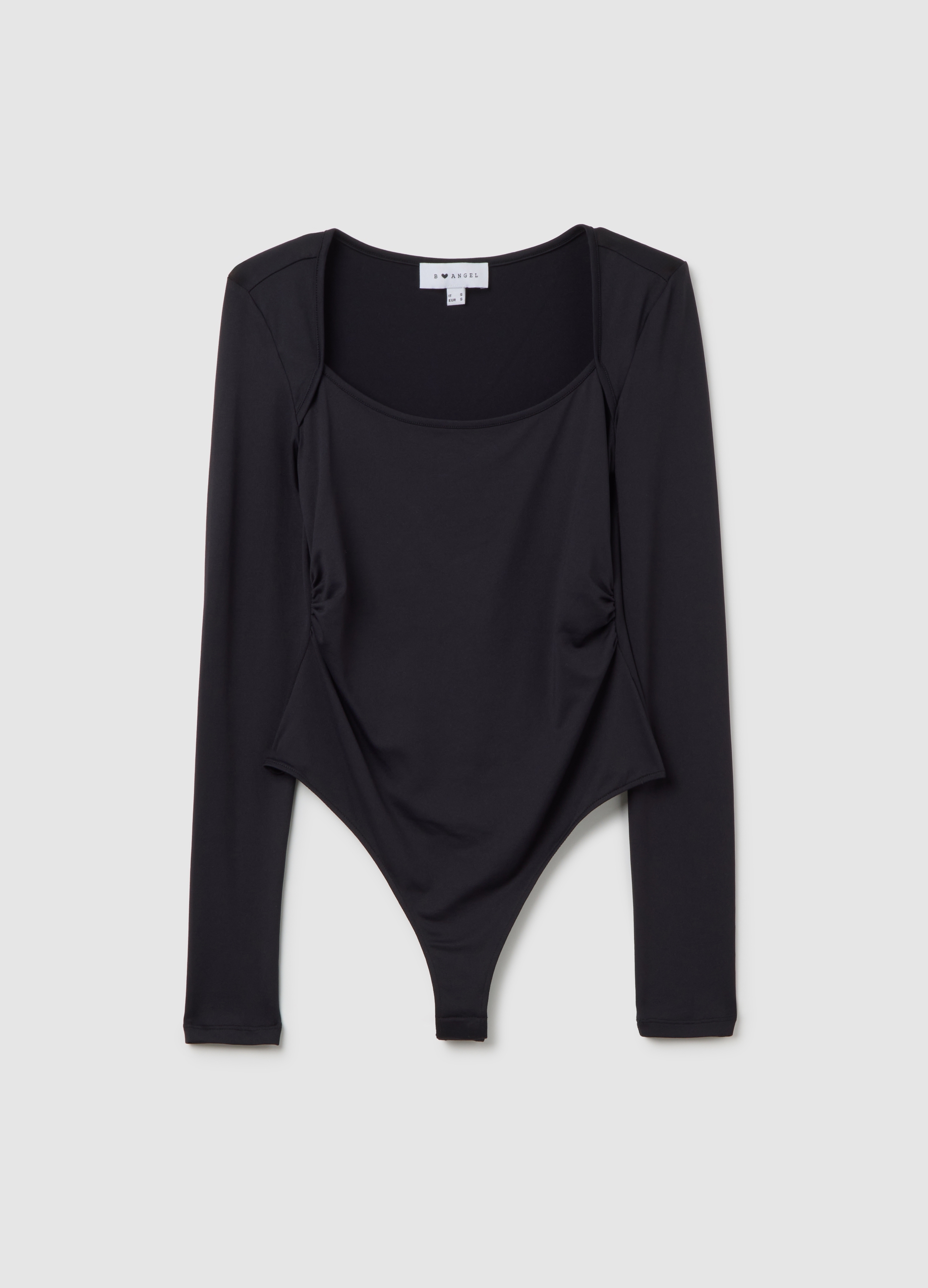 Body In Tessuto Elasticizzato Nero Vestibilità Fitted, Mujer, Gunmetal, Talla: S