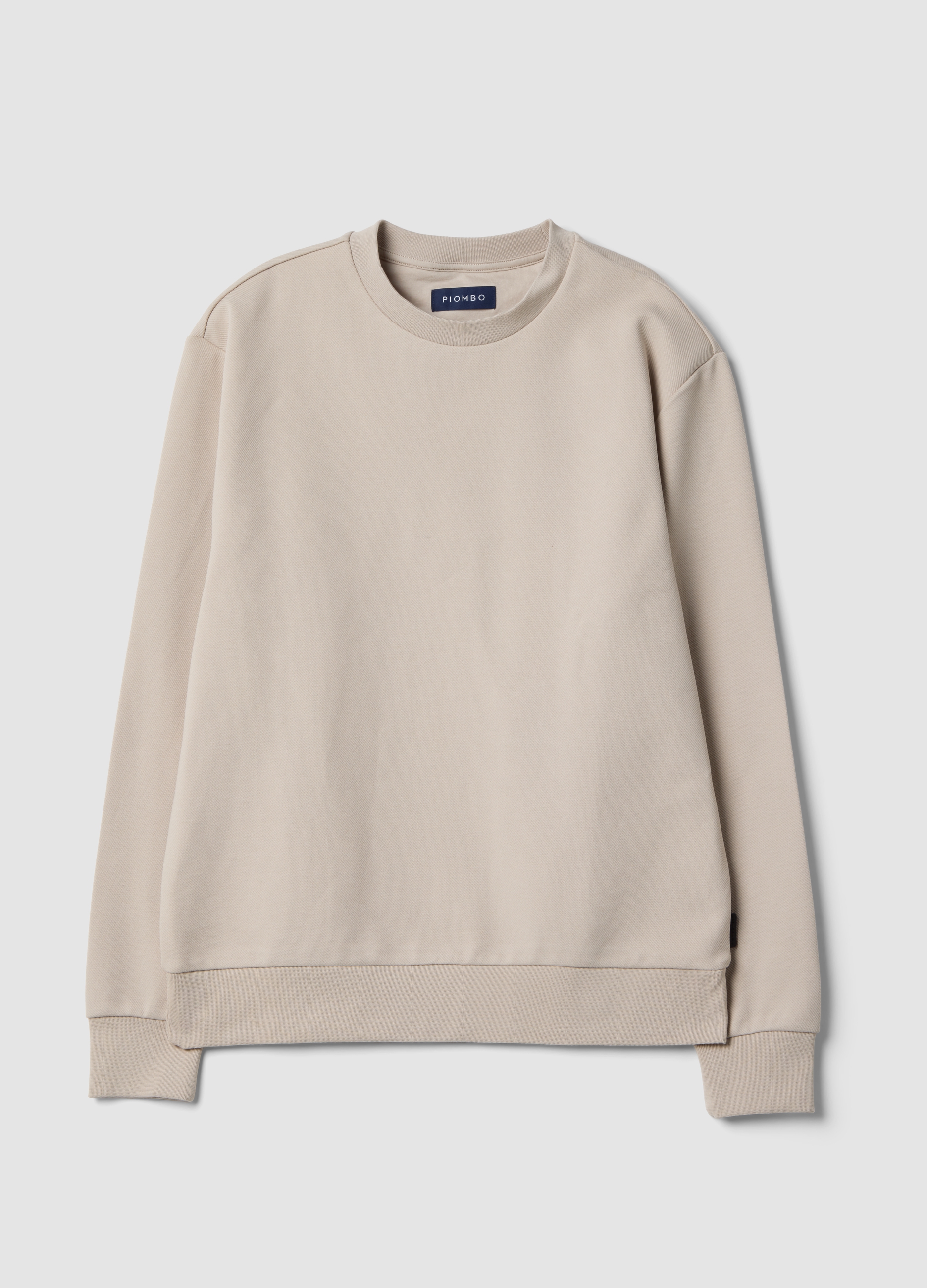 Piombo Tech, Felpa Beige In Cotone Elasticizzato Con Girocollo Relaxed Fit, Uomo, Beige, Taglia: S