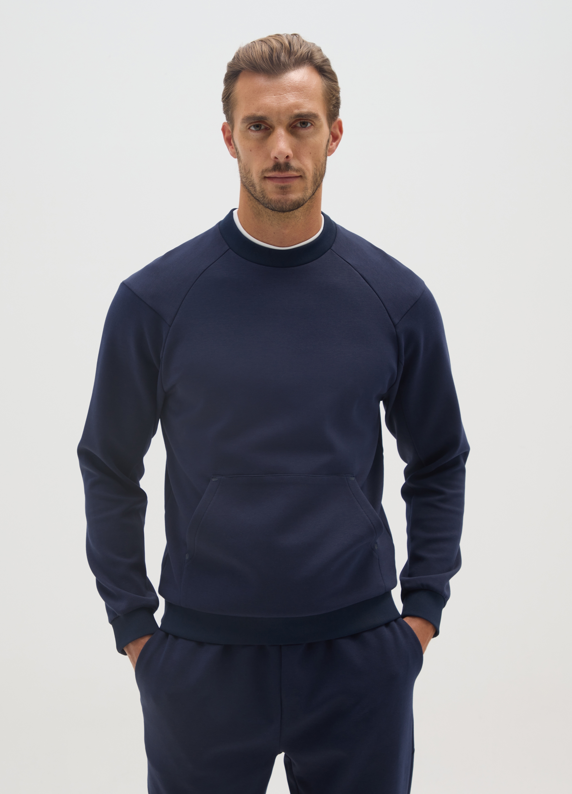 OVS, Sudadera Azul De Mezcla De Algodón Con Bolsillo Frontal, Hombre, Azul oscuro, Talla: S