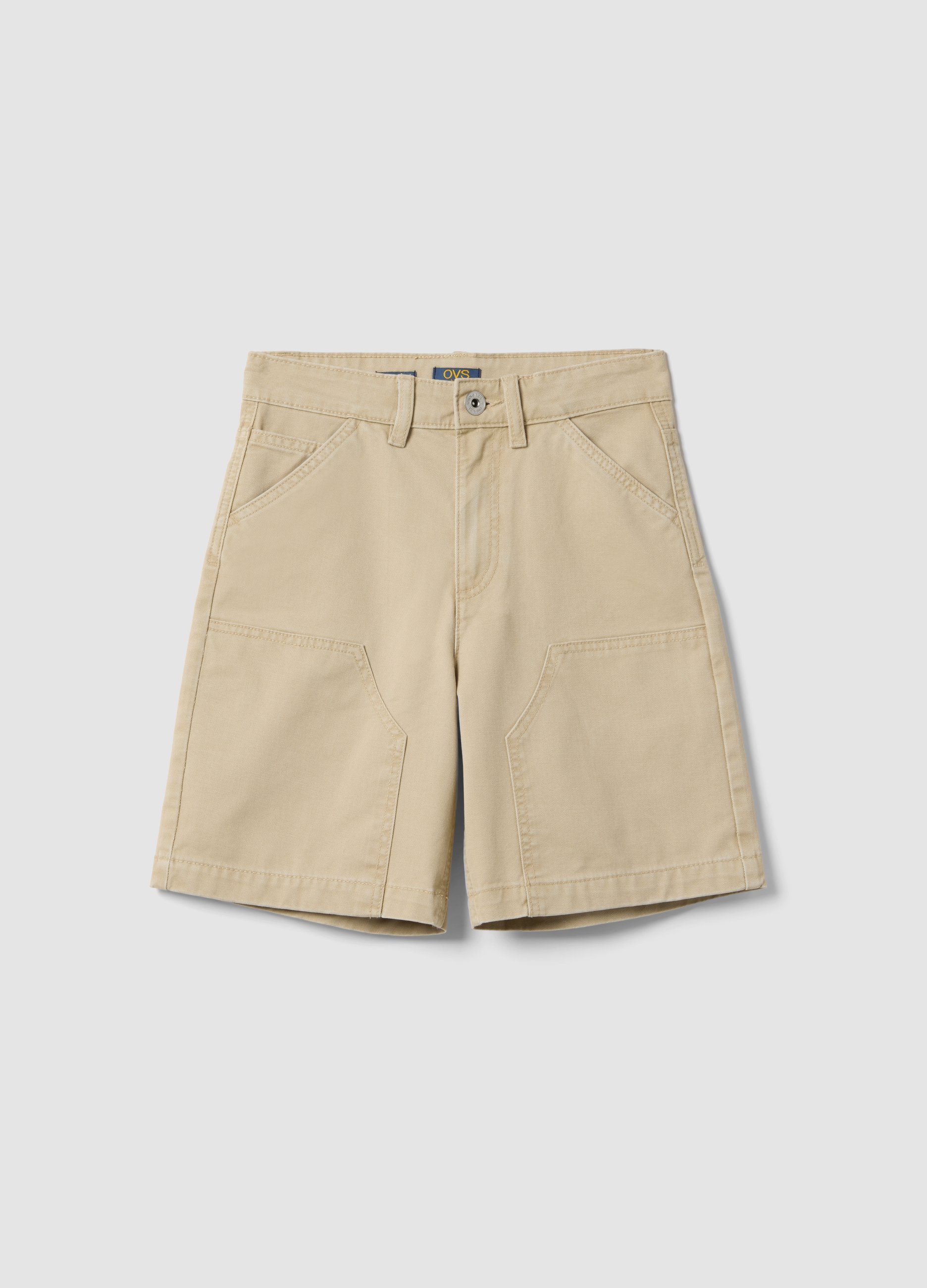 OVS KIDS, Shorts In Puro Cotone Beige Da Ragazzo Comfort Fit, Bambino, Beige, Taglia: 10-11