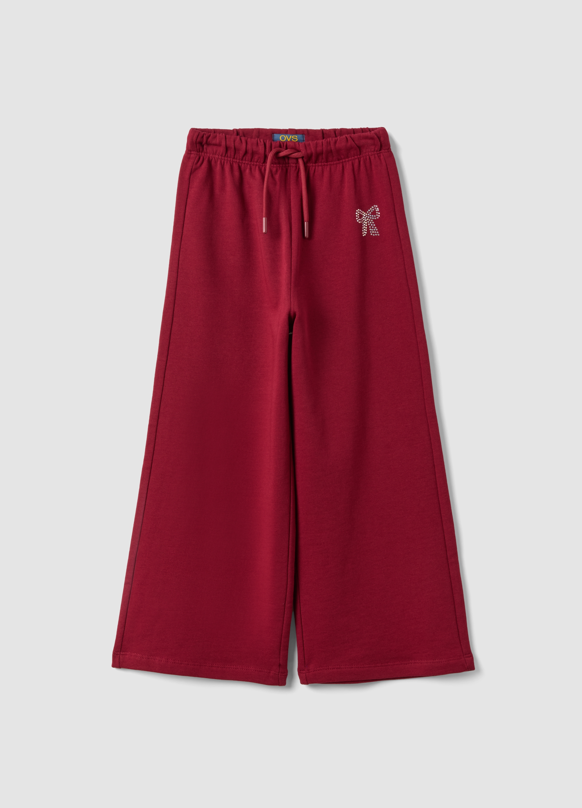 OVS KIDS, Pantaloni Rossi In Puro Cotone Con Vita Elasticizzata E Fiocco Per Bambina, Rosso, Taglia: 3-4