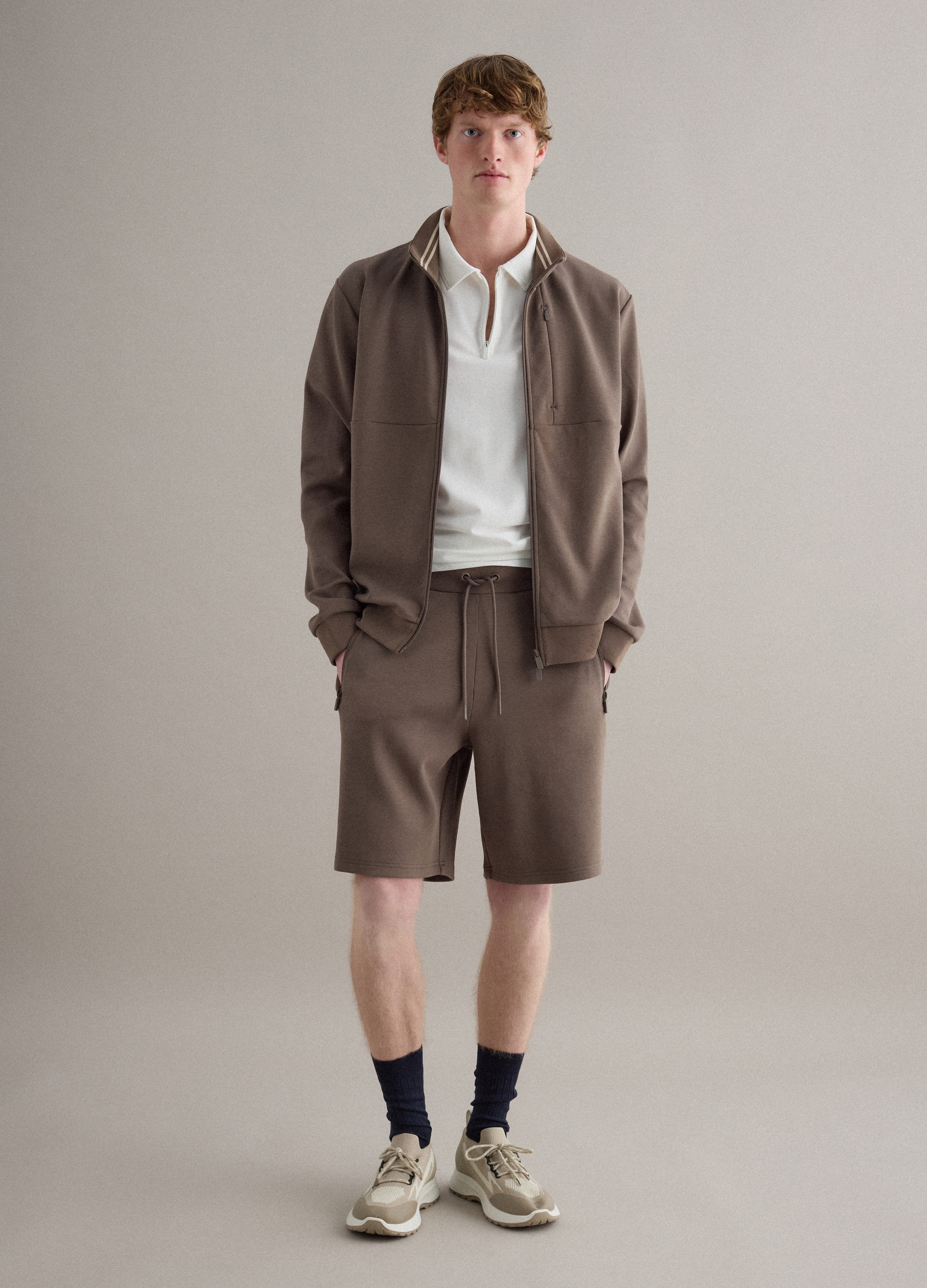 Piombo Tech, Bermudas Marrones Regular Fit De Mezcla De Algodón Elástico, Hombre, Marrón claro, Talla: XL