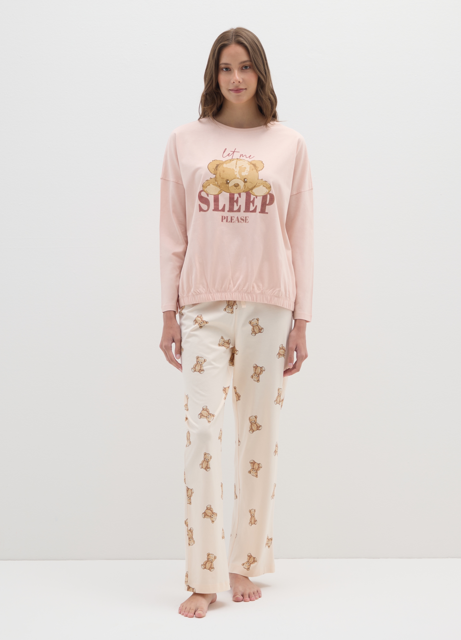 OVS, Pigiama In Puro Cotone Multicolor Con Stampa, Donna, Multicolor, Taglia: S