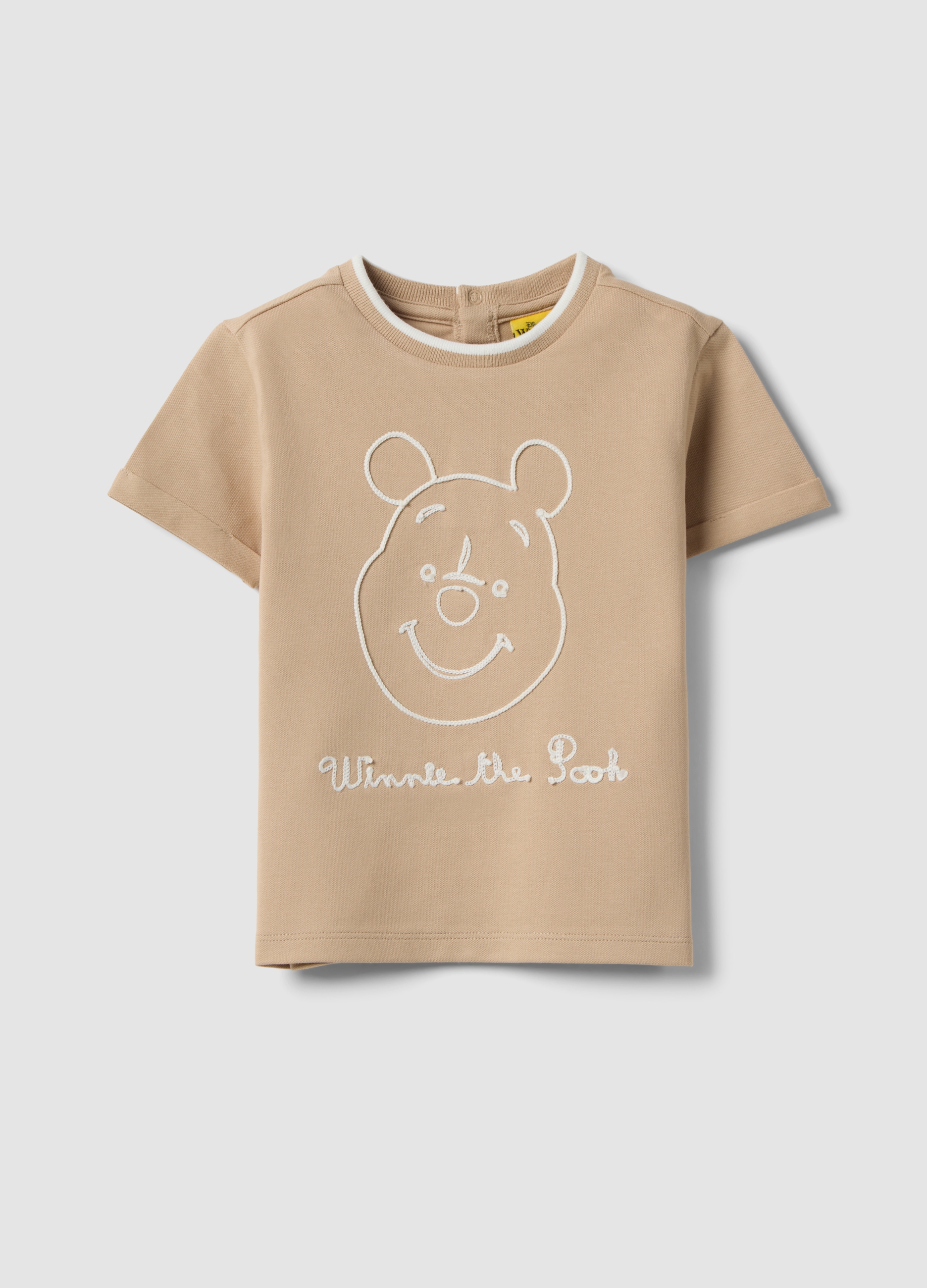 FAGOTTINO, Camiseta Infantil De Algodón Elástico Beige Con Bordado De Winnie, Niño, Beige Jaspeado, Talla: 12-18