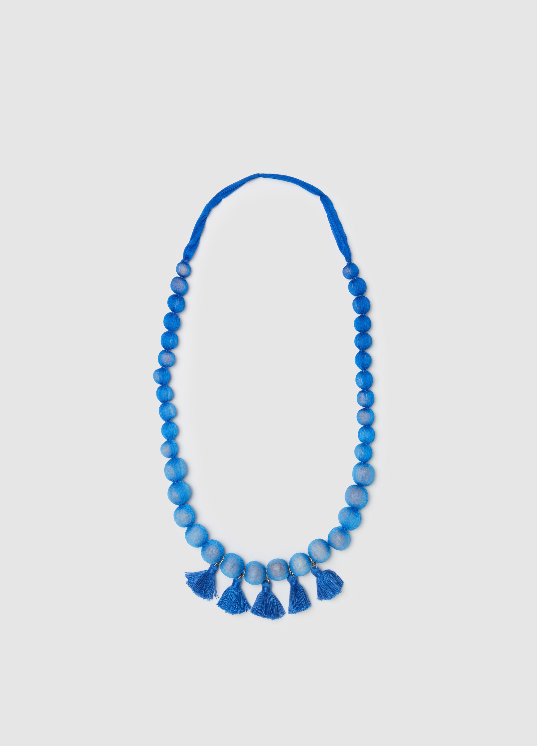 PIOMBO, Collana Con Perline E Nappine, Donna, Blu, Taglia: ONE SIZE