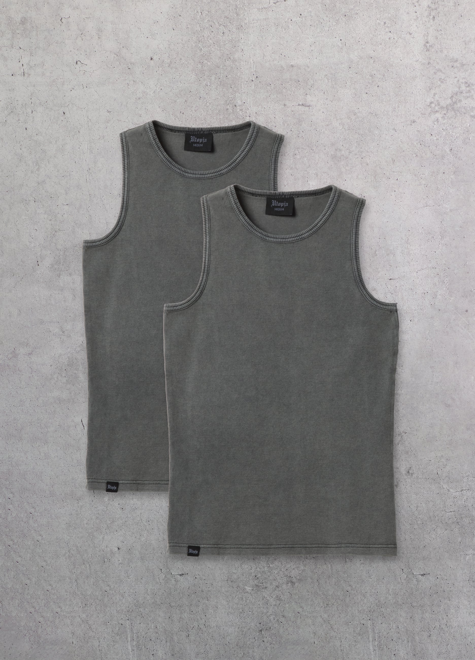 UTOPJA, Bipack Di Tank Top Grigio In Cotone Elasticizzato, Uomo, Grigio, Taglia: XS