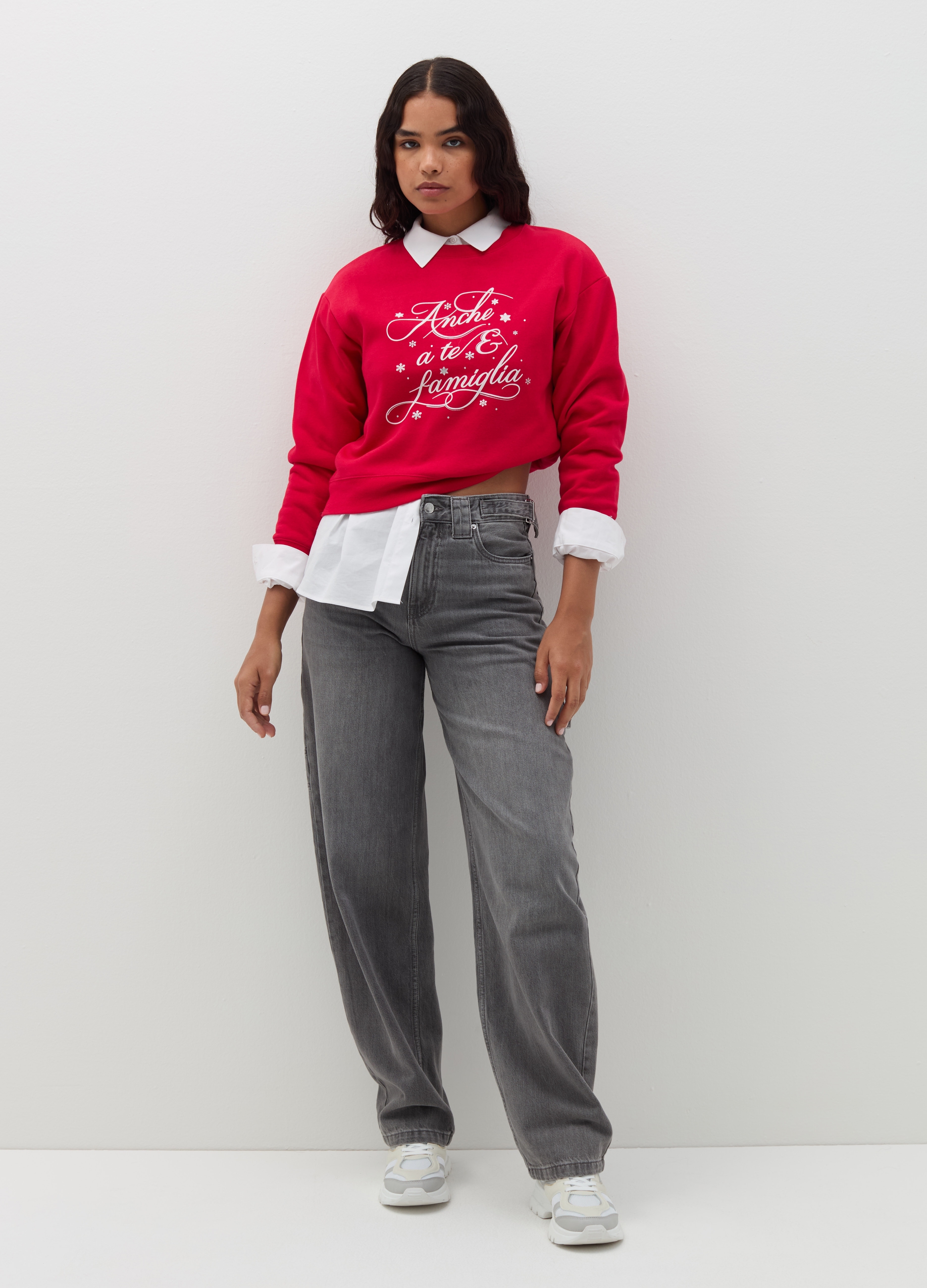 B.ANGEL, Sudadera Cuello Redondo Navideña, Mujer, Rojo fresa, Talla: 42