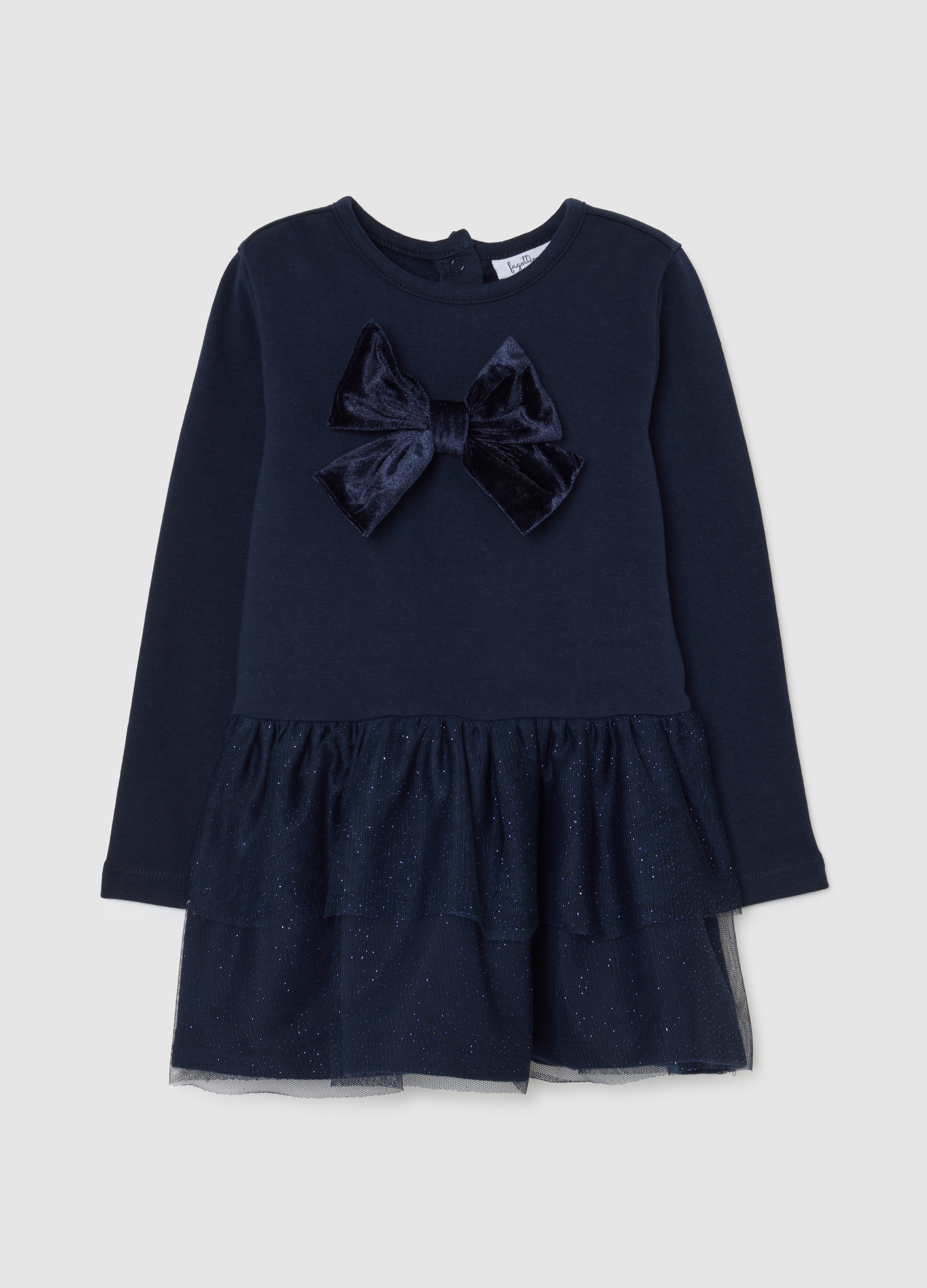 FAGOTTINO, Vestito Da Bimba In Cotone Blu Elasticizzato Regular Fit, Bambina, Blu, Taglia: 9-12