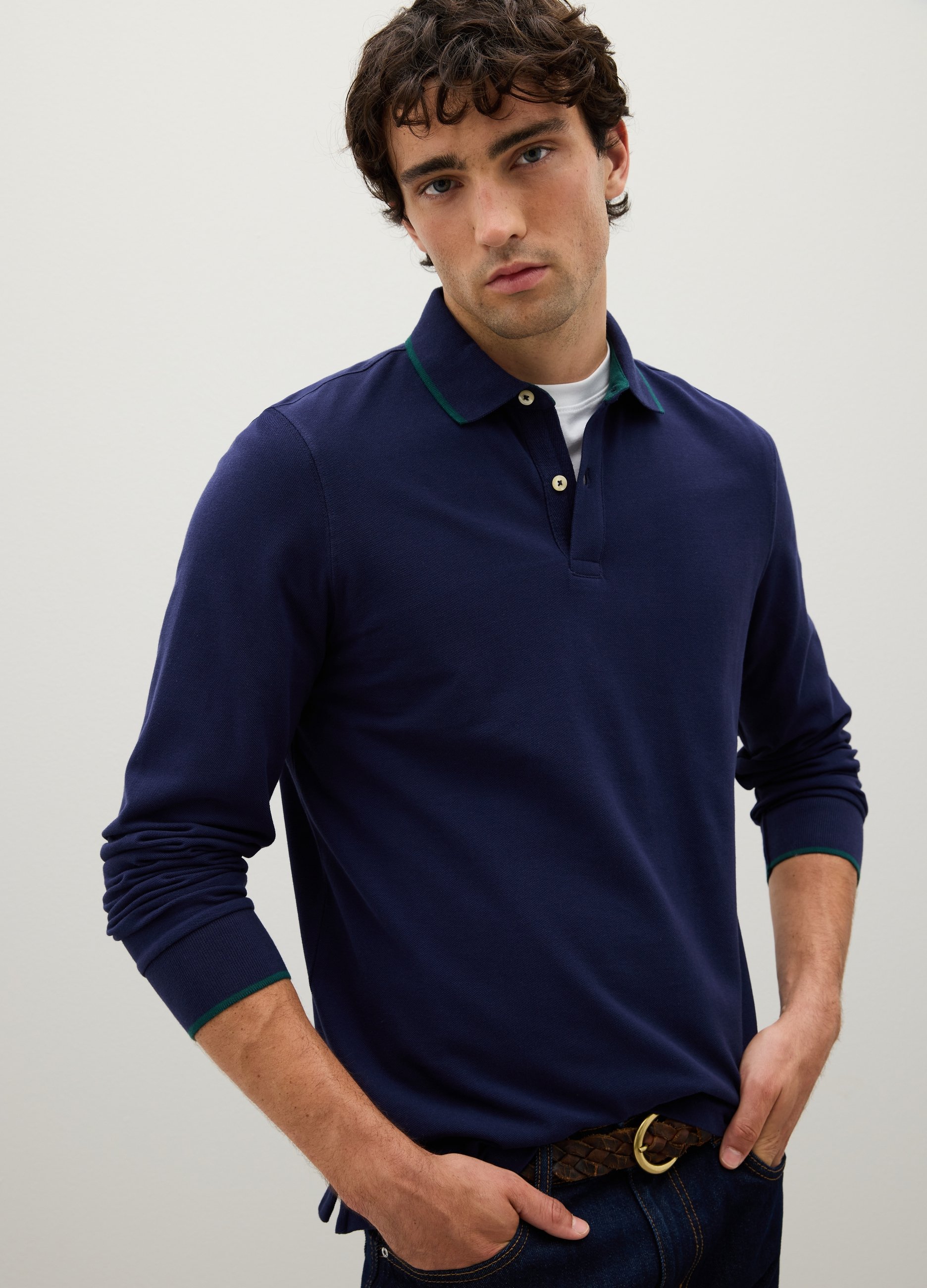 OVS, Polo In Puro Cotone Blu Regular Fit, Mann, Dunkelblau, Größe: S