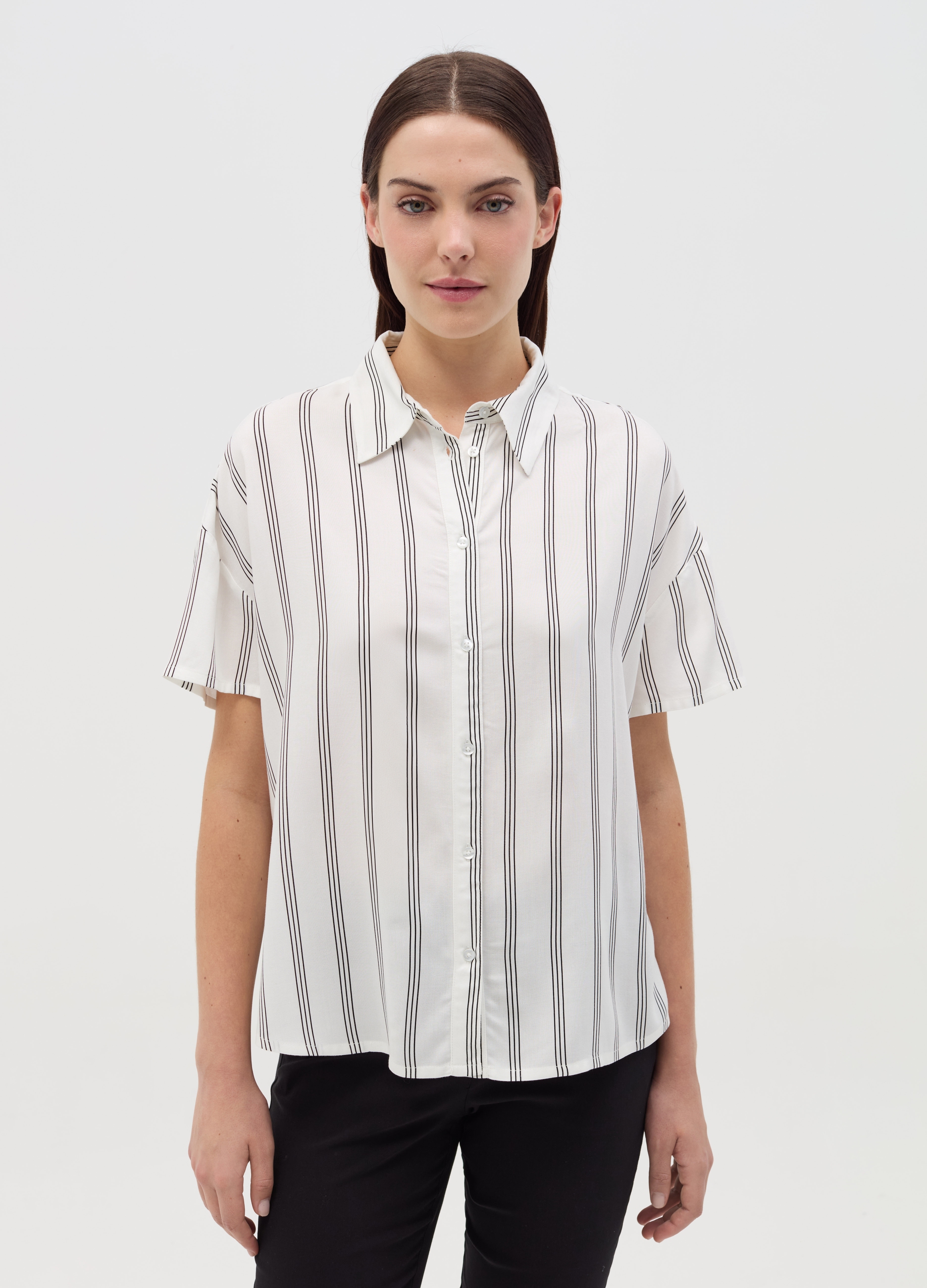 OVS , Camicia In Viscosa A Maniche Corte, Donna, Multicolor, Taglia: S