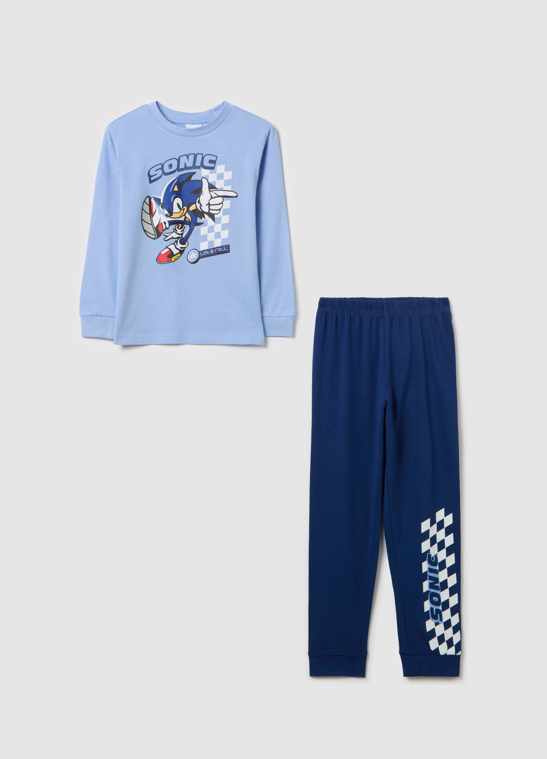 OVS, Pigiama In Cotone Con Stampa Sonic, Bambino, Multicolor, Taglia: 4-5