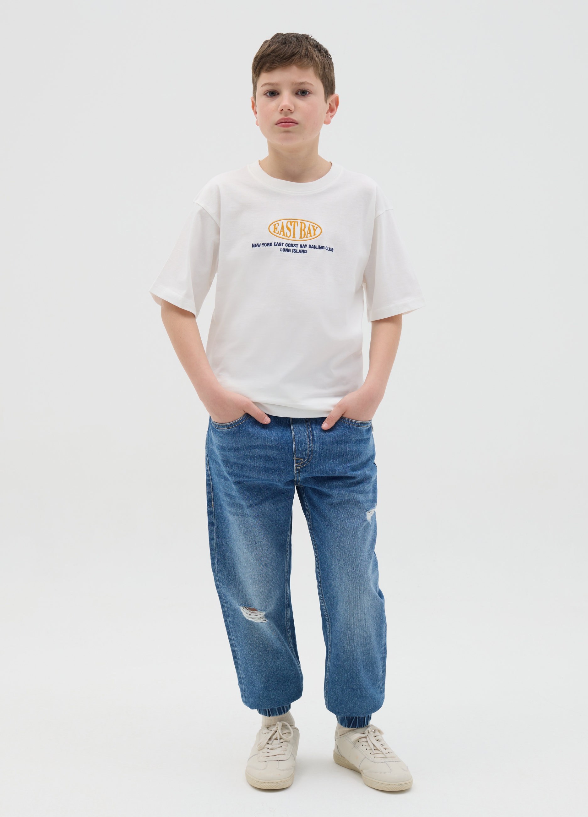 OVS, Joggers Carrot Fit In Denim Con Coulisse, Bambino, Denim, Taglia: 12-13