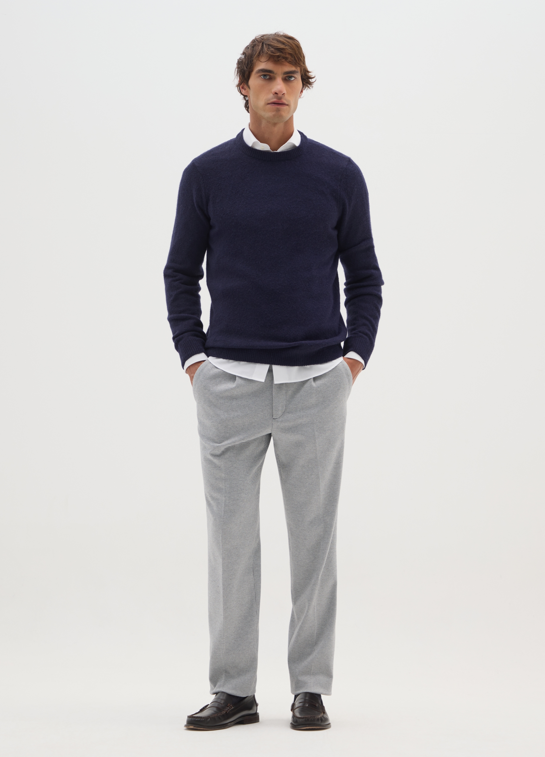 BST.1957, Pantaloni Grigi Slim Fit Pied De Poule, Uomo, Multicolor, Taglia: 52