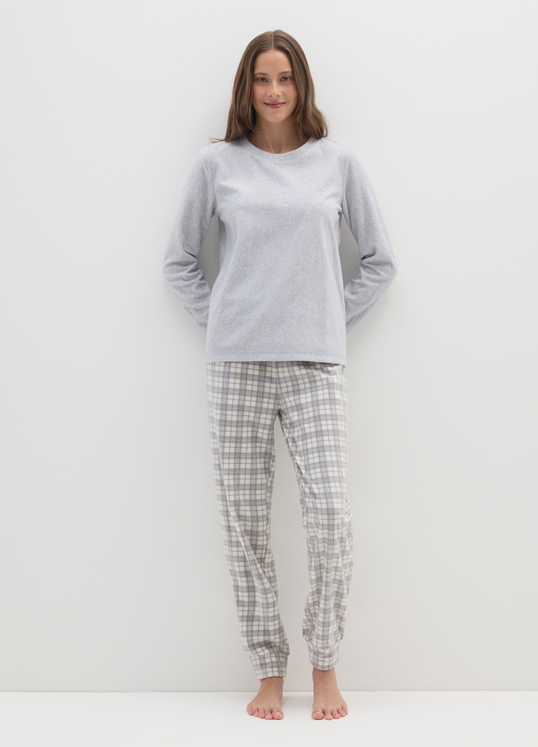 OVS, Pantaloni Pigiama Grigi In Pile, Donna, Bianco, Taglia: XL