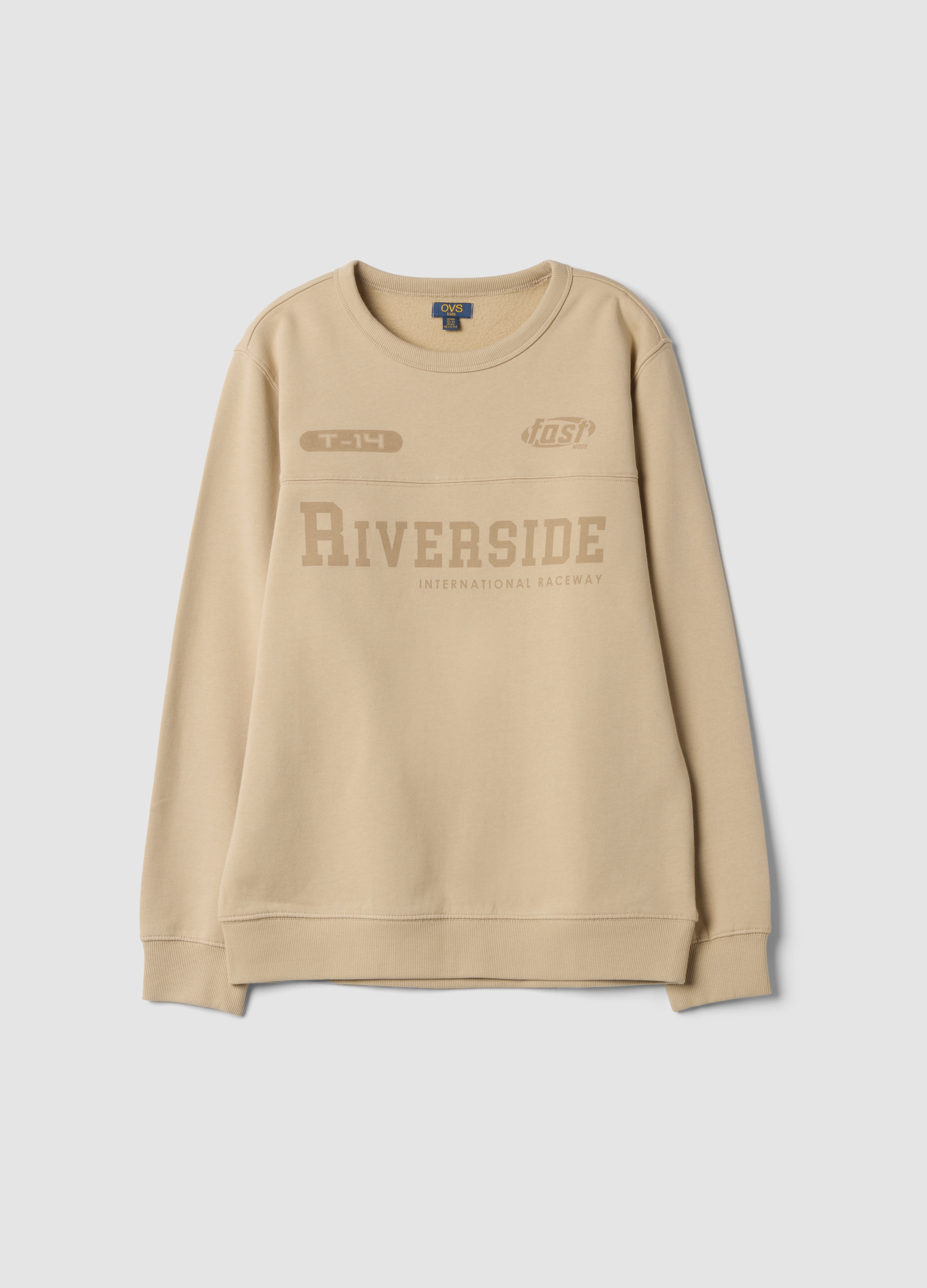 OVS KIDS, Felpa Beige In Puro Cotone Organico Girocollo, Bambino, Marrone, Taglia: 11-12