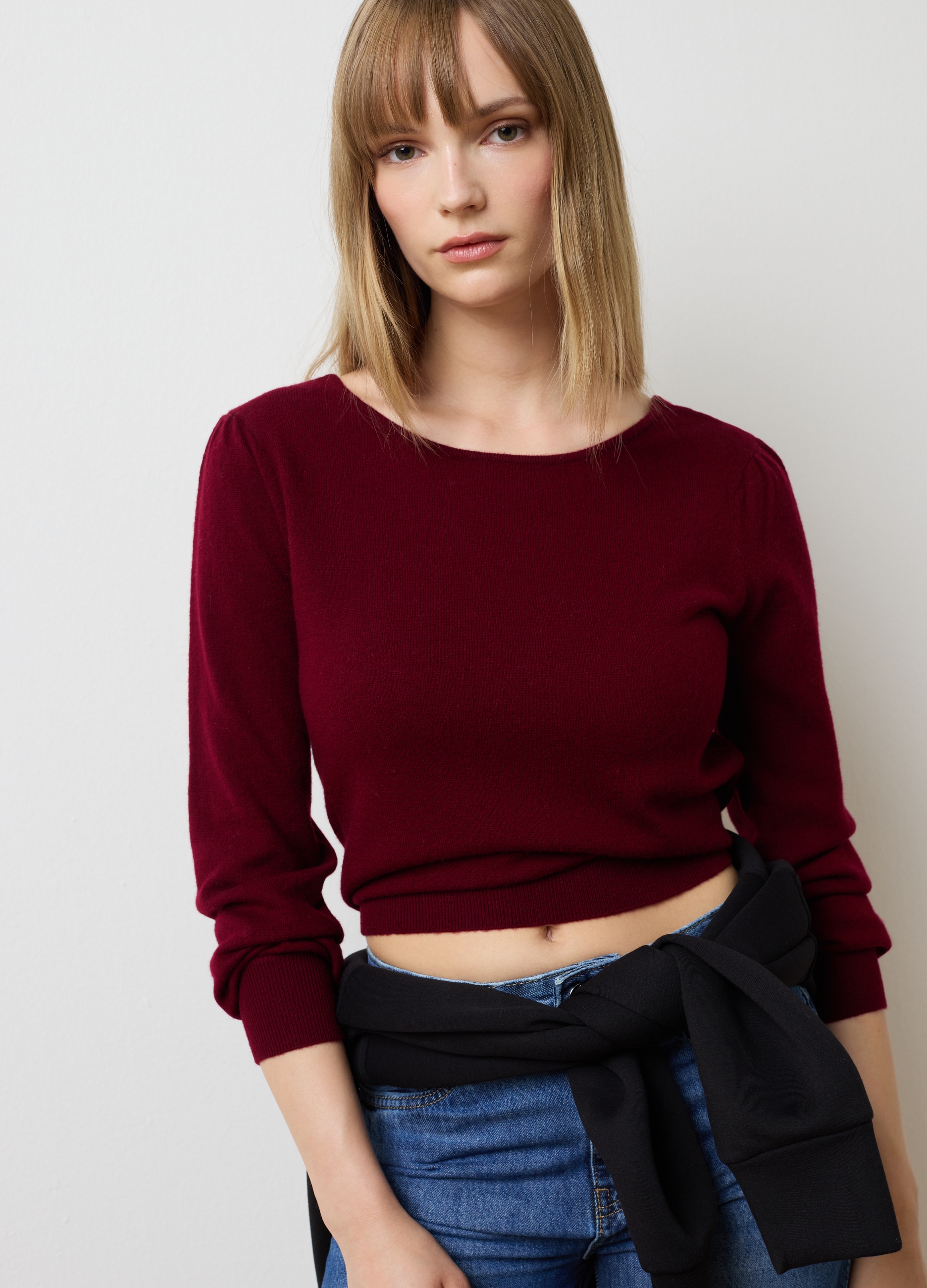 Maglione In Pura Lana Rossa Regular Fit, Mujer, Borgoña, Talla: 38