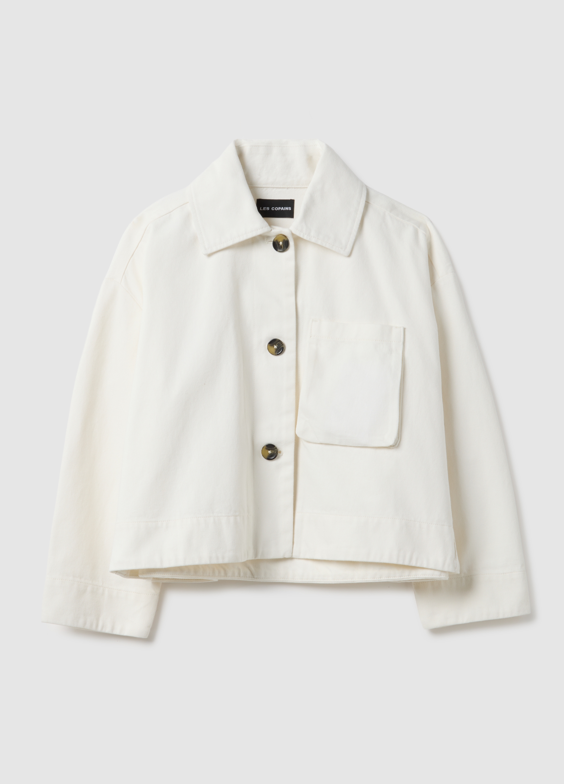 LES COPAINS, Chaqueta Blanca De Algodón Puro Con Botones, Corte Regular, Mujer, Blanco óptico, Talla: 40