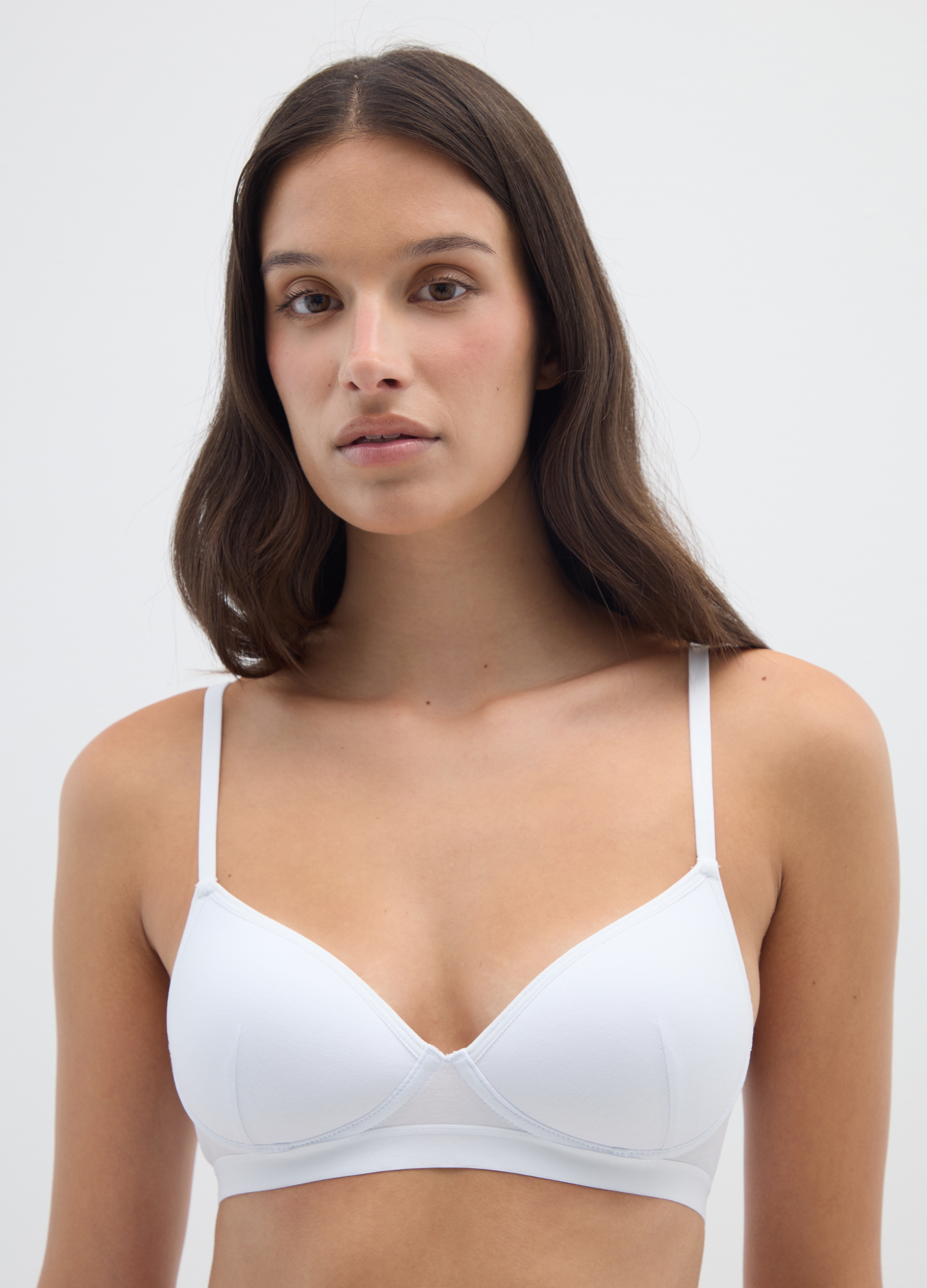 OVS, Reggiseno A Balconcino In Cotone Elasticizzato Bianco, Donna, Bianco, Taglia: 2B
