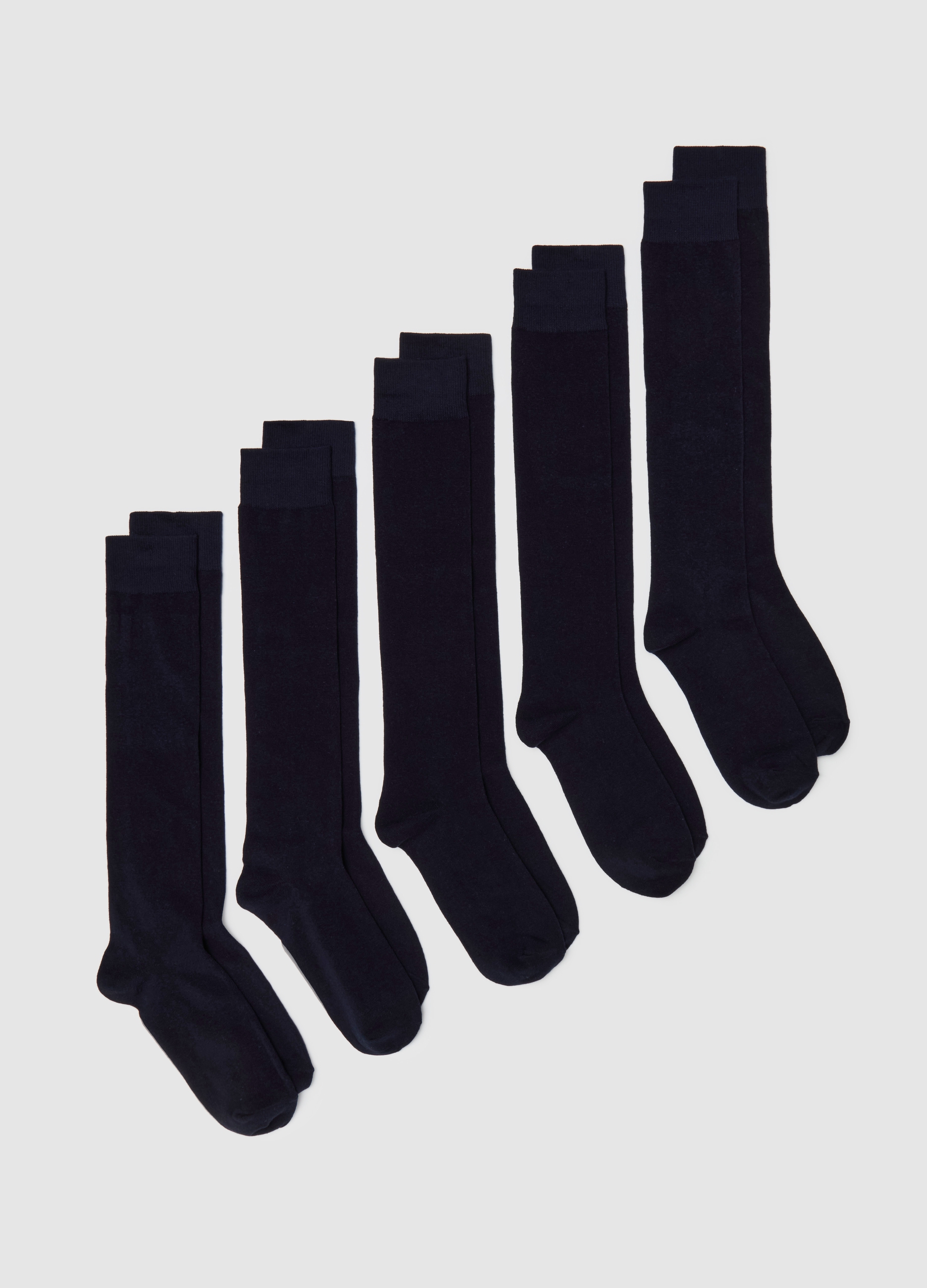 OVS , Tripack Calze Lunghe Stretch, Uomo, Blu, Taglia: 38-42