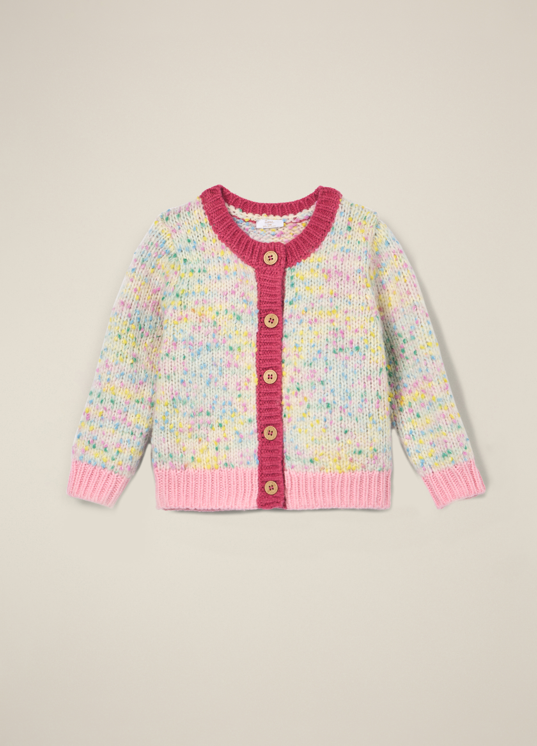 IANA, Cardigan Multicolor Per Bambina In Misto Lana, Neonata, Rosa, Taglia: 36