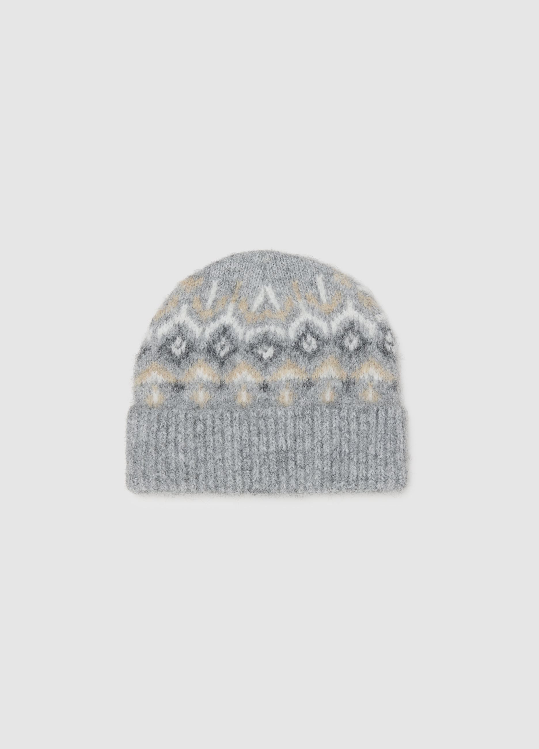 LES COPAINS, Cappello Grigio Con Motivo Jacquard, Donna, Multicolor, Taglia: ONE SIZE