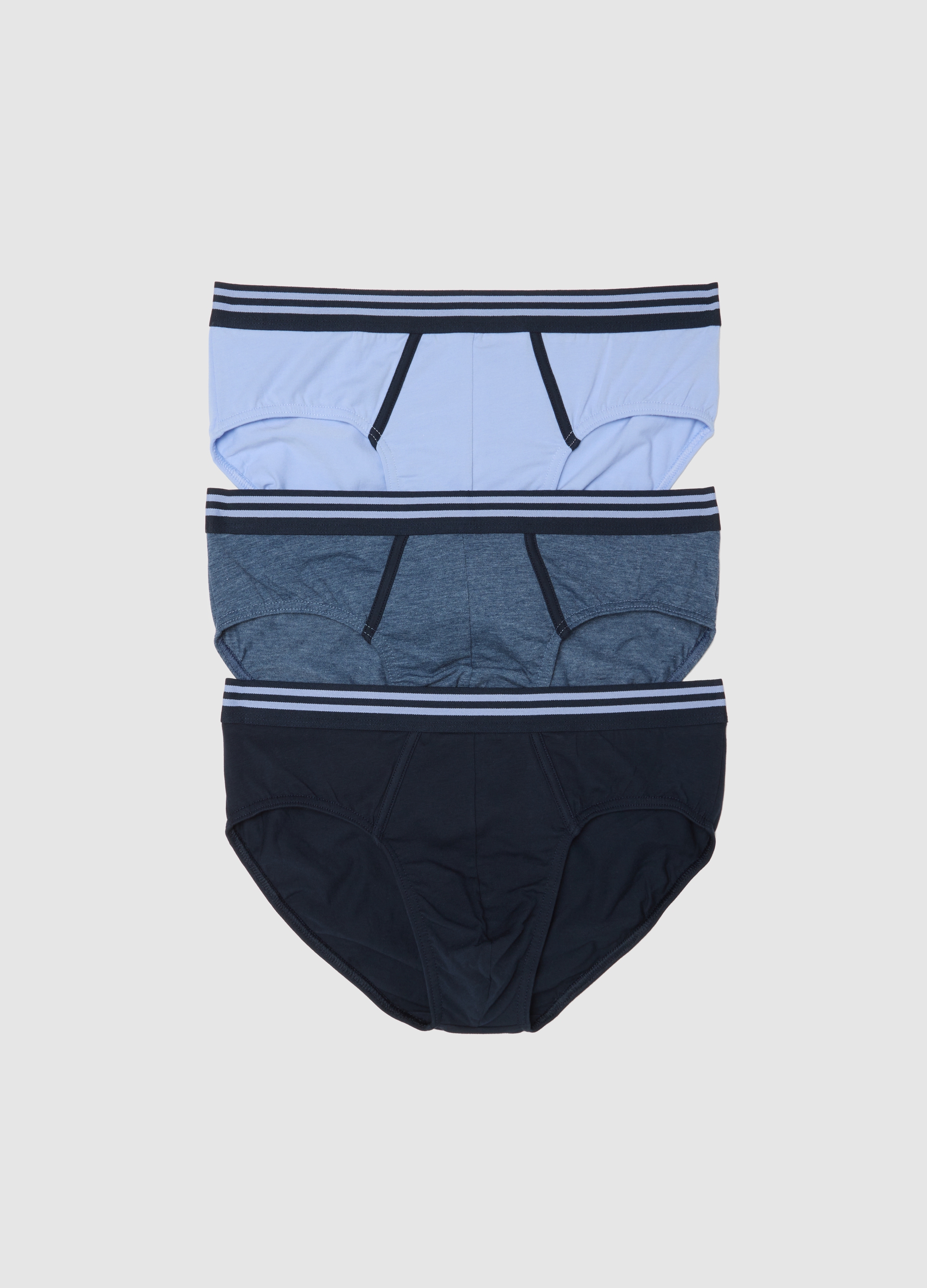 Tripack De Slips De Algodón Elástico Multicolor Ajuste Regular, Hombre, Azul/azul claro, Talla: L