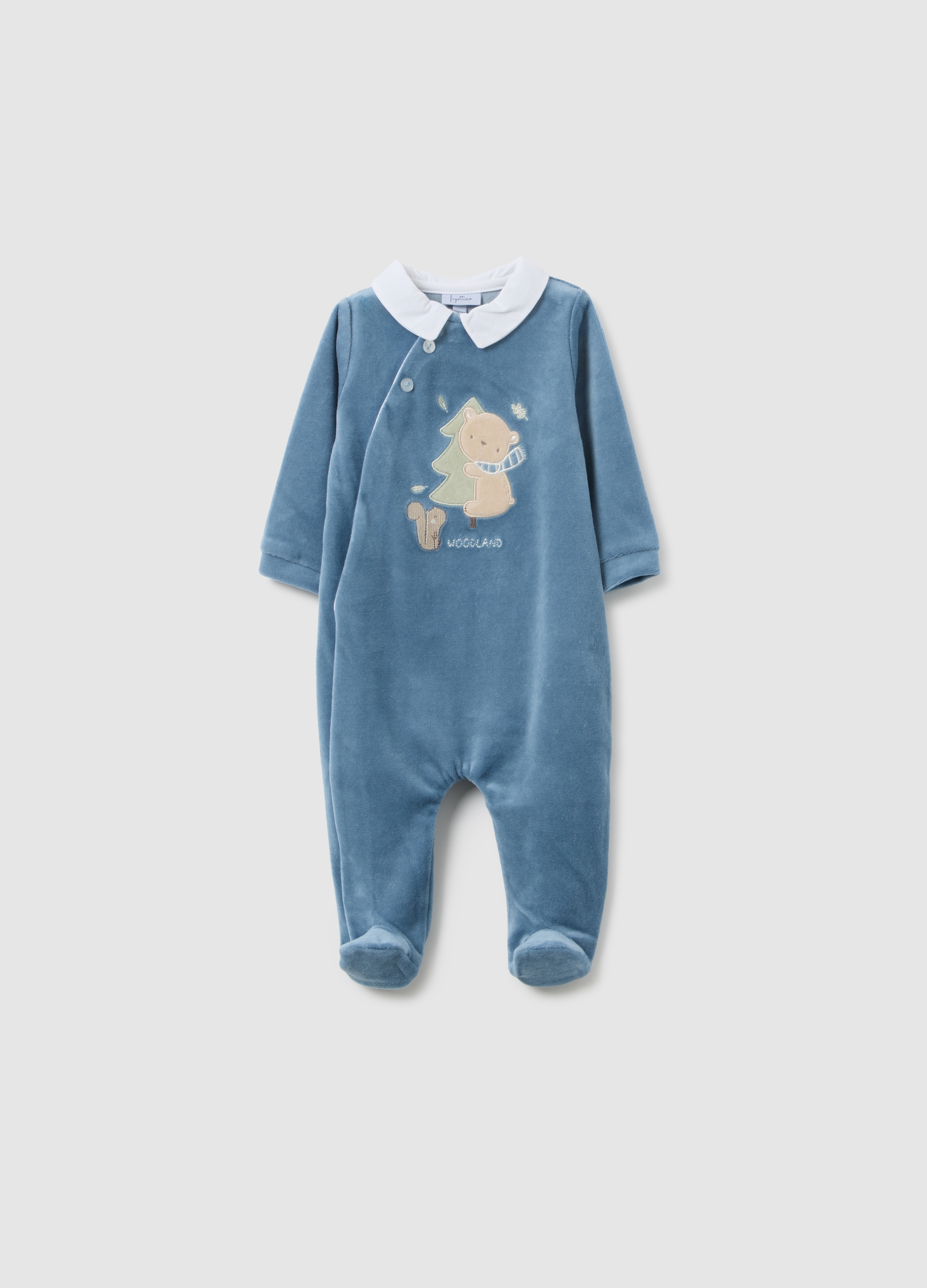 FAGOTTINO, Tutina Intera Blu Da Neonato In Misto Cotone Regular Fit Con Ricamo, Blu, Taglia: 6-9