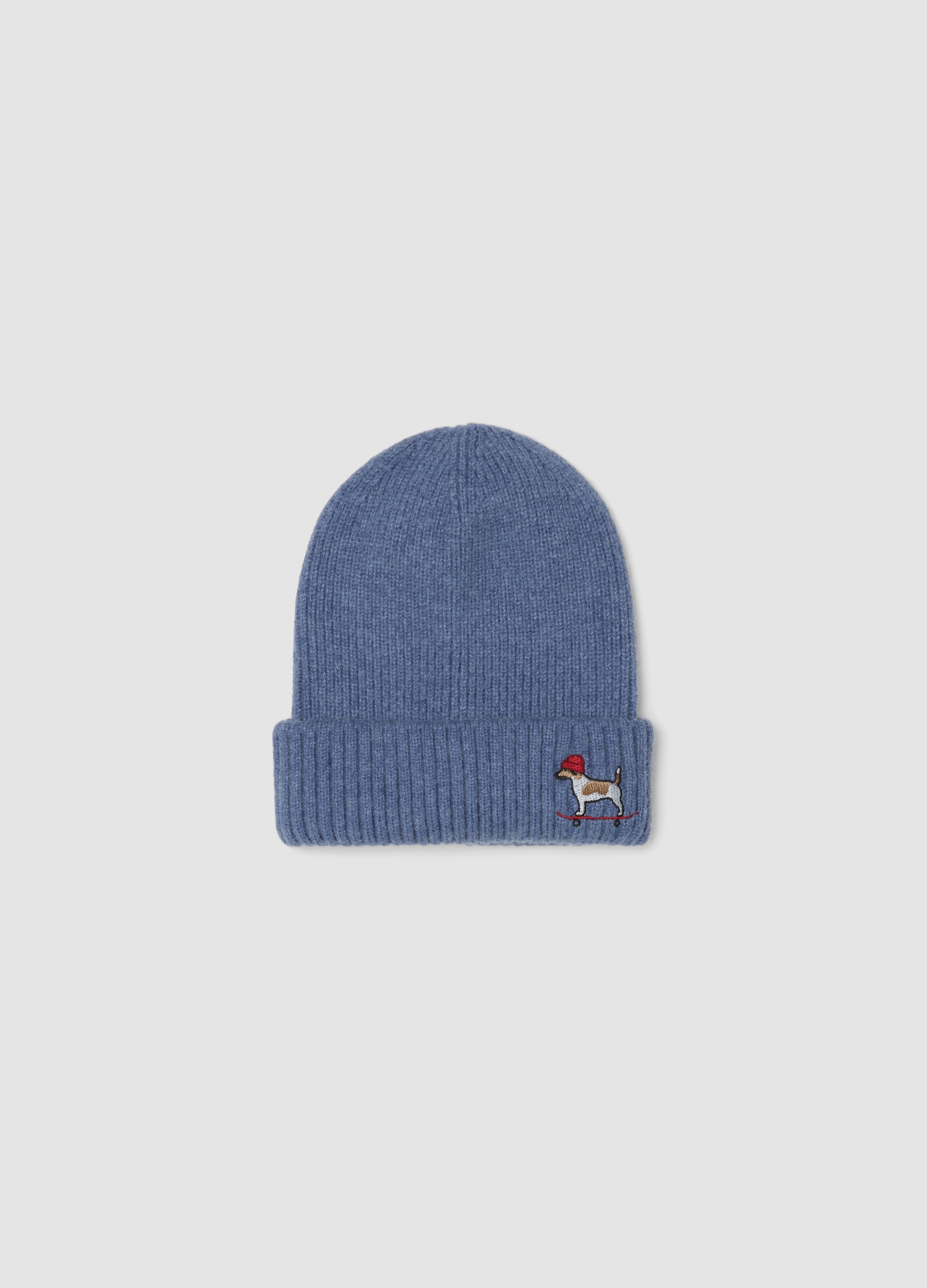 OVS KIDS, Cappello Blu In Maglia A Costine Con Risvolto, Bambino, Blu, Taglia: 52