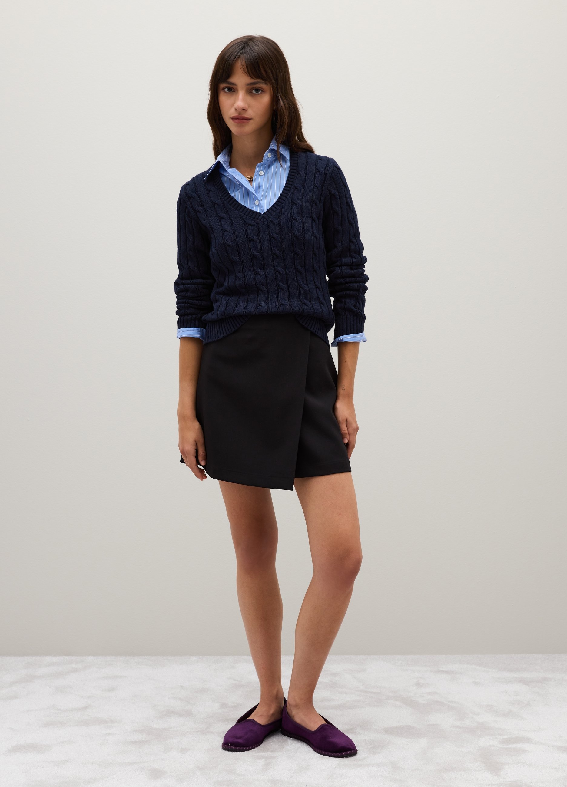 OVS, Maglione In Puro Cotone Blu Regular Fit, Frau, Marineblau, Größe: 34