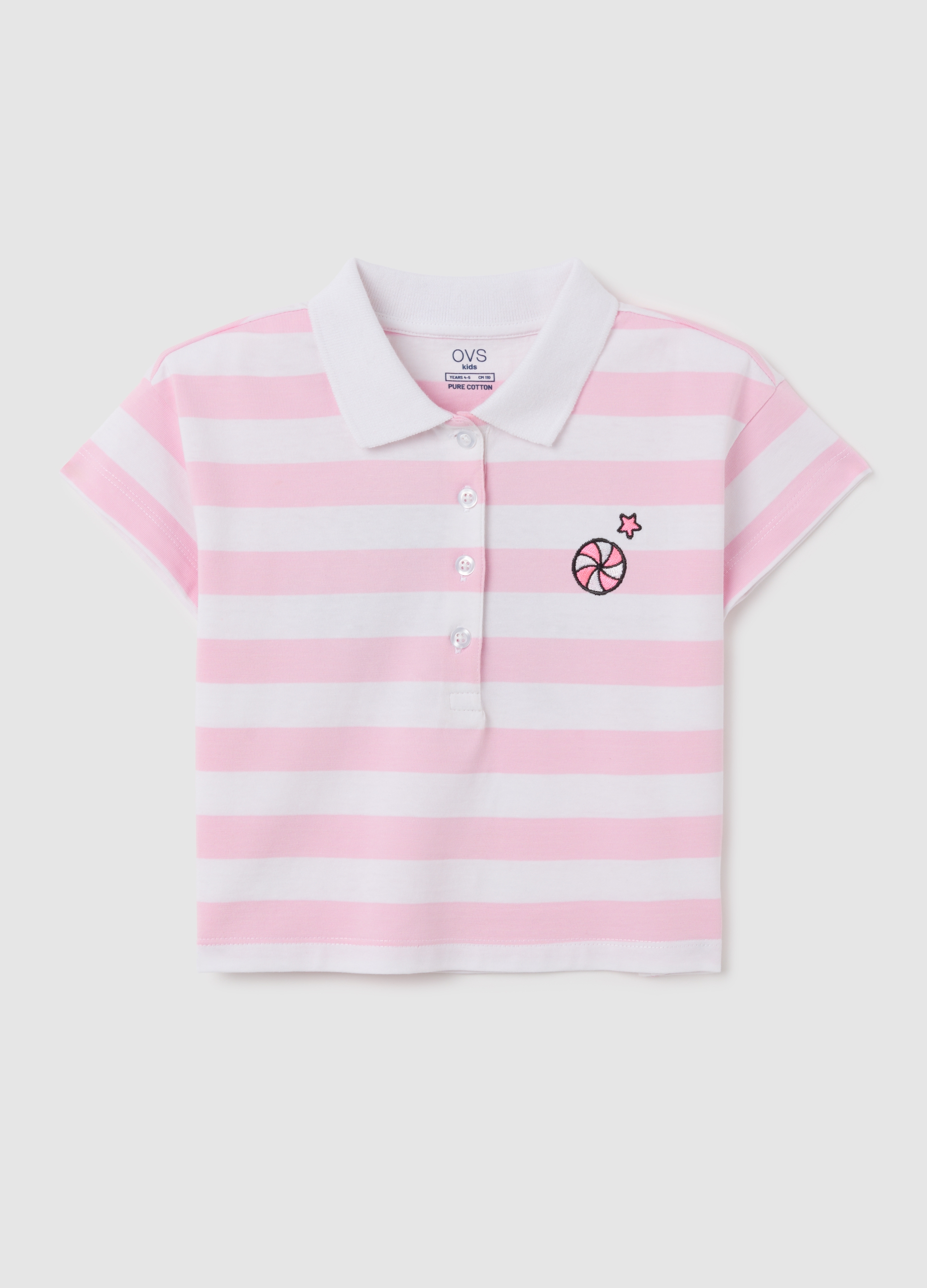 OVS, Maglietta Cropped Da Bambina In Puro Cotone Multicolor, Multicolor, Taglia: 3-4