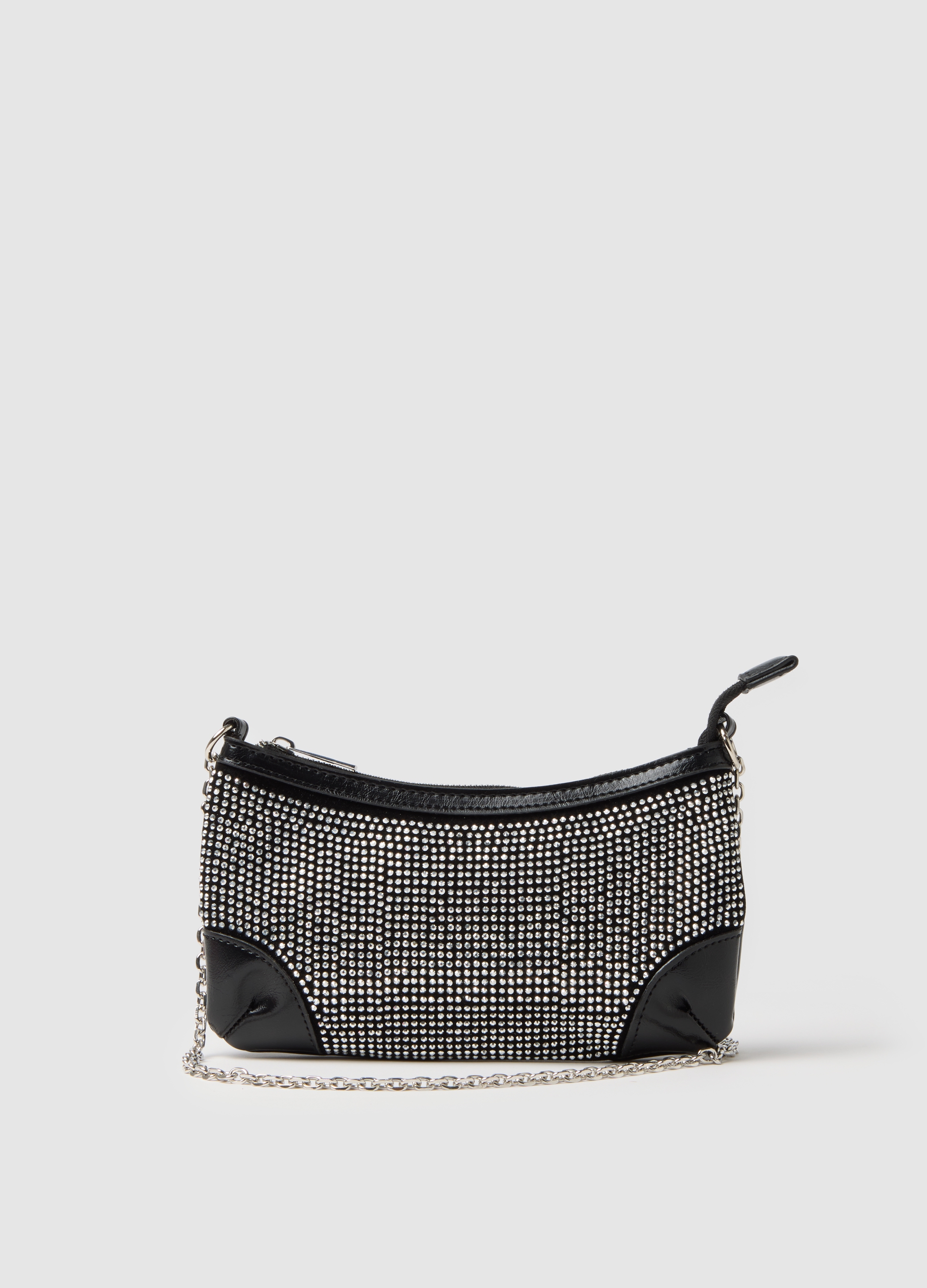Pochette Multicolor Con Dettagli Brillanti, Mujer, Negro/Blanco, Talla: FASUL