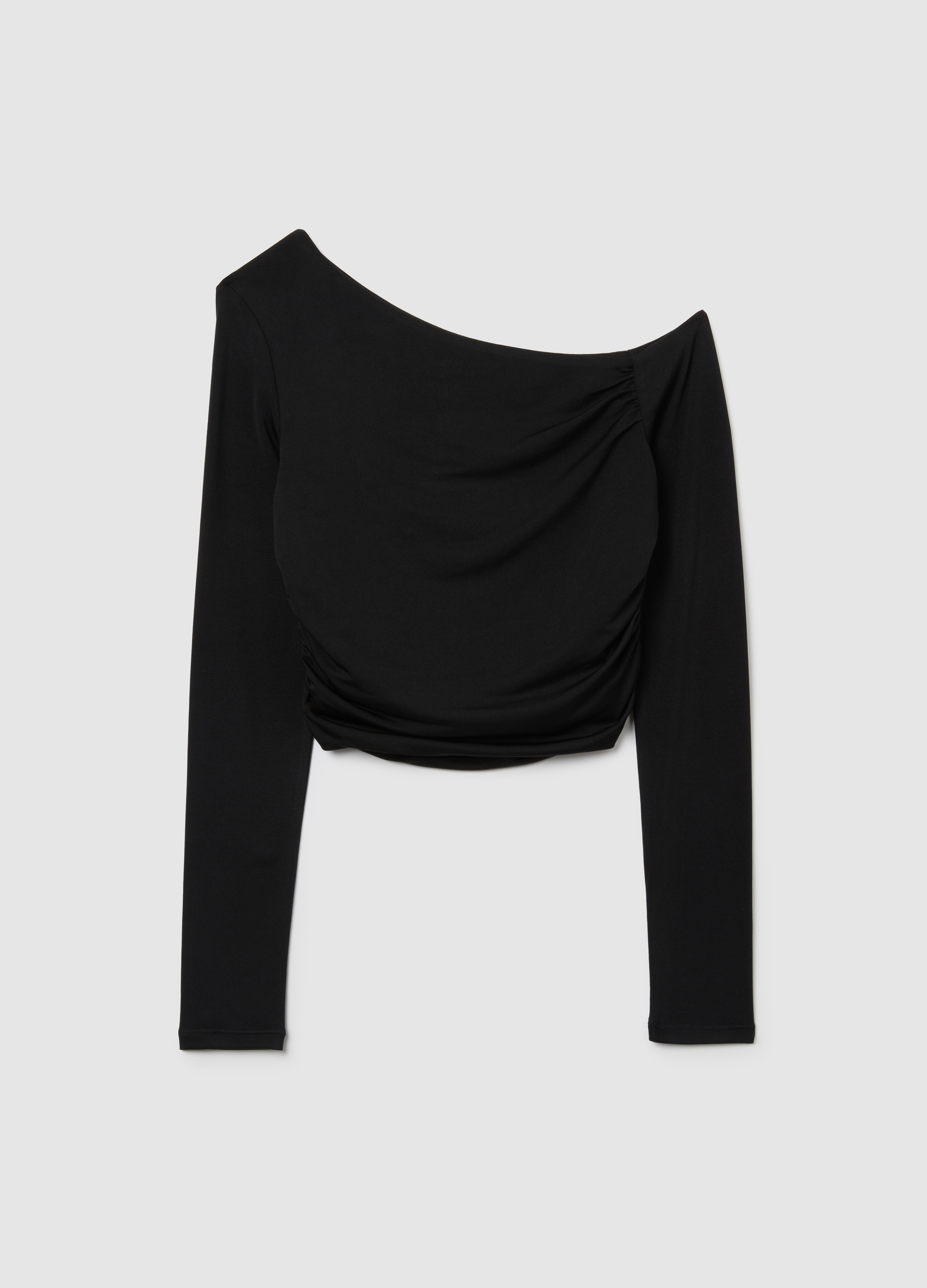 B.ANGEL, Top Nero Con Scollo Monospalla, Mujer, Negro, Talla: XS